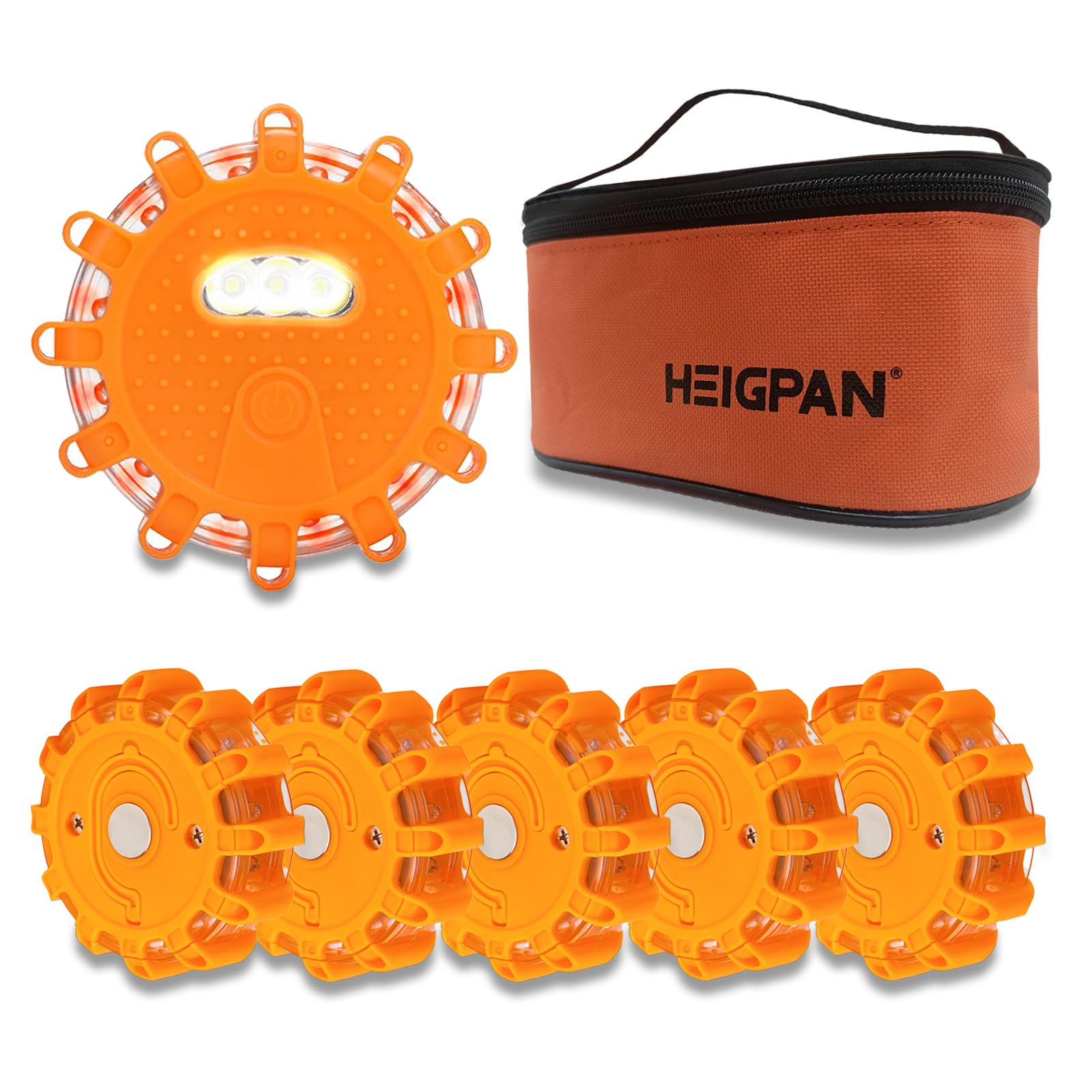 Heigpan Gp906 Led Road Flares Safety Flashing Warning Lights Kit, Magnetic Base & Hook 9 Flash Modes, For Emergency Roadside Saf