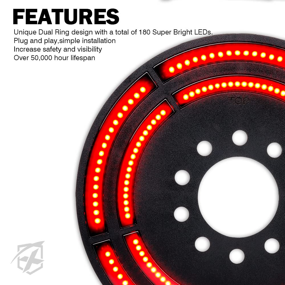 Xprite 14'' Spare Tire Brake Light Compatible With 2018+ Jeep Wrangler Jl/Jlu, Plug & Play, 3Rd Led Rear Wheel Lights Third Tail