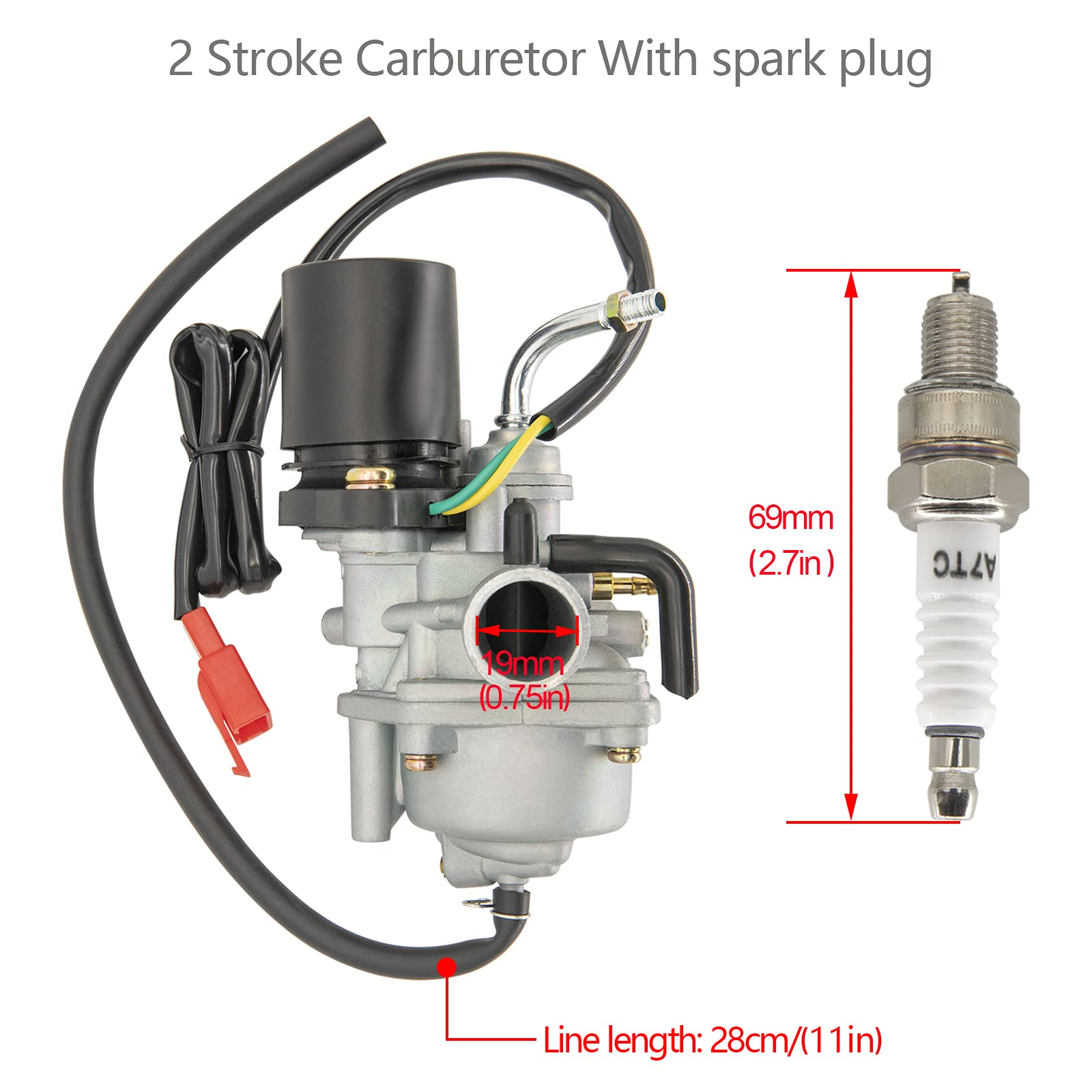 CMOOD 2 Stroke Carburetor for Dinli 50cc-110cc ATV Quad, Model PZ20 with 38mm Air Filter