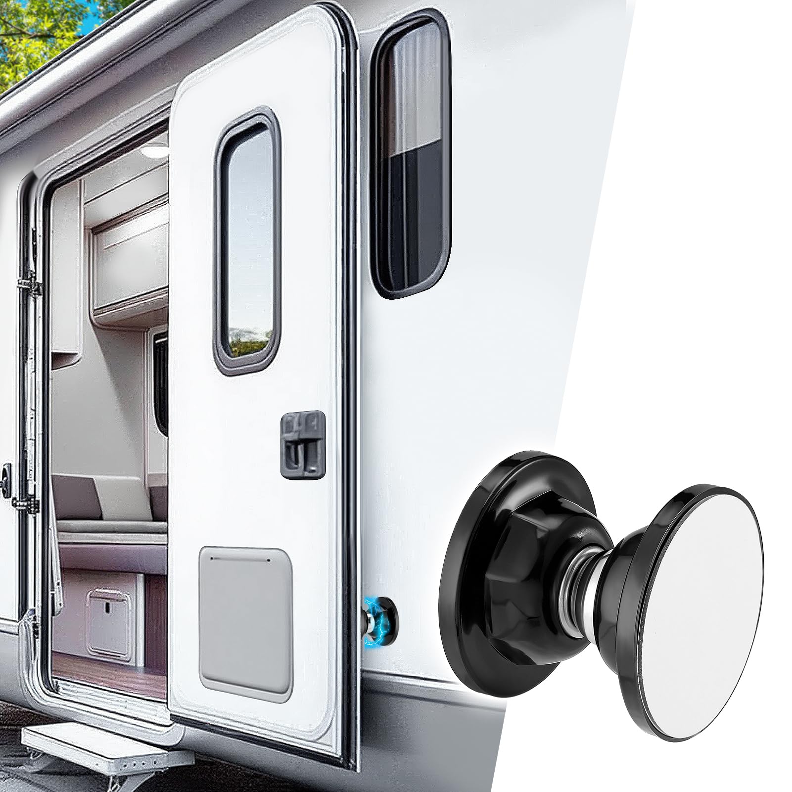 Strong Magnetic RV Door Holder - Camper RV Door Catch to Keep Doors Open in Breeze, Easy to Install, with Adhesives & Screws, St