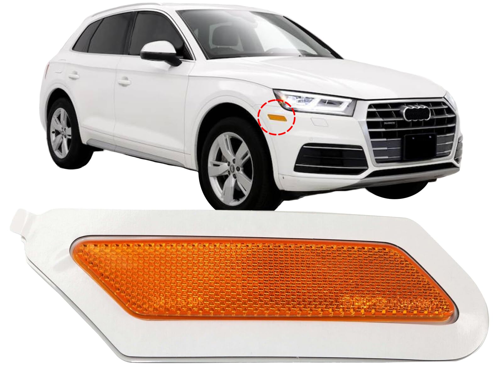 Auto Parts Avenue APA Replacement for Front Side Marker Reflector 2018 2019 2020 Audi Q5 SQ5 Passenger Right Side 80A945072 AU10