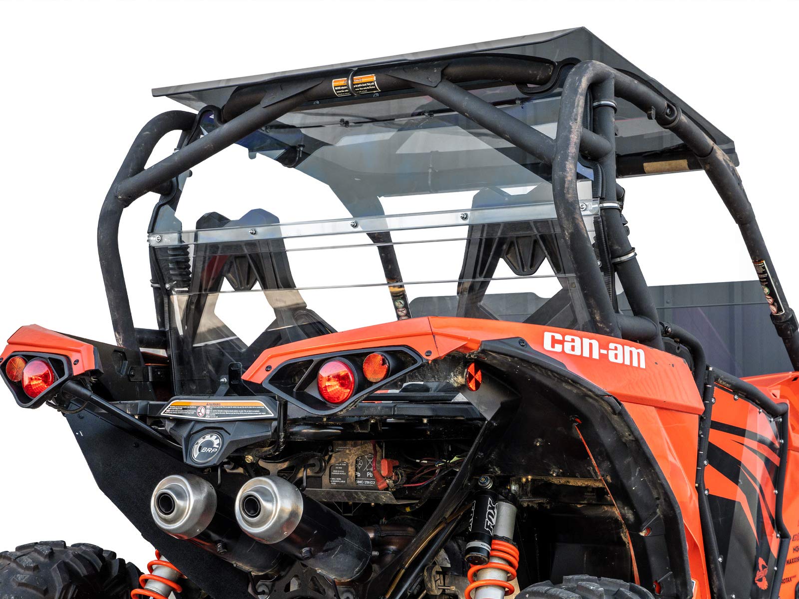 SuperATV Rear Windshield for 2013-2018 Can Am Maverick | Made of 1/4 Clear Standard Polycarbonate   250x Stronger Than Glass and