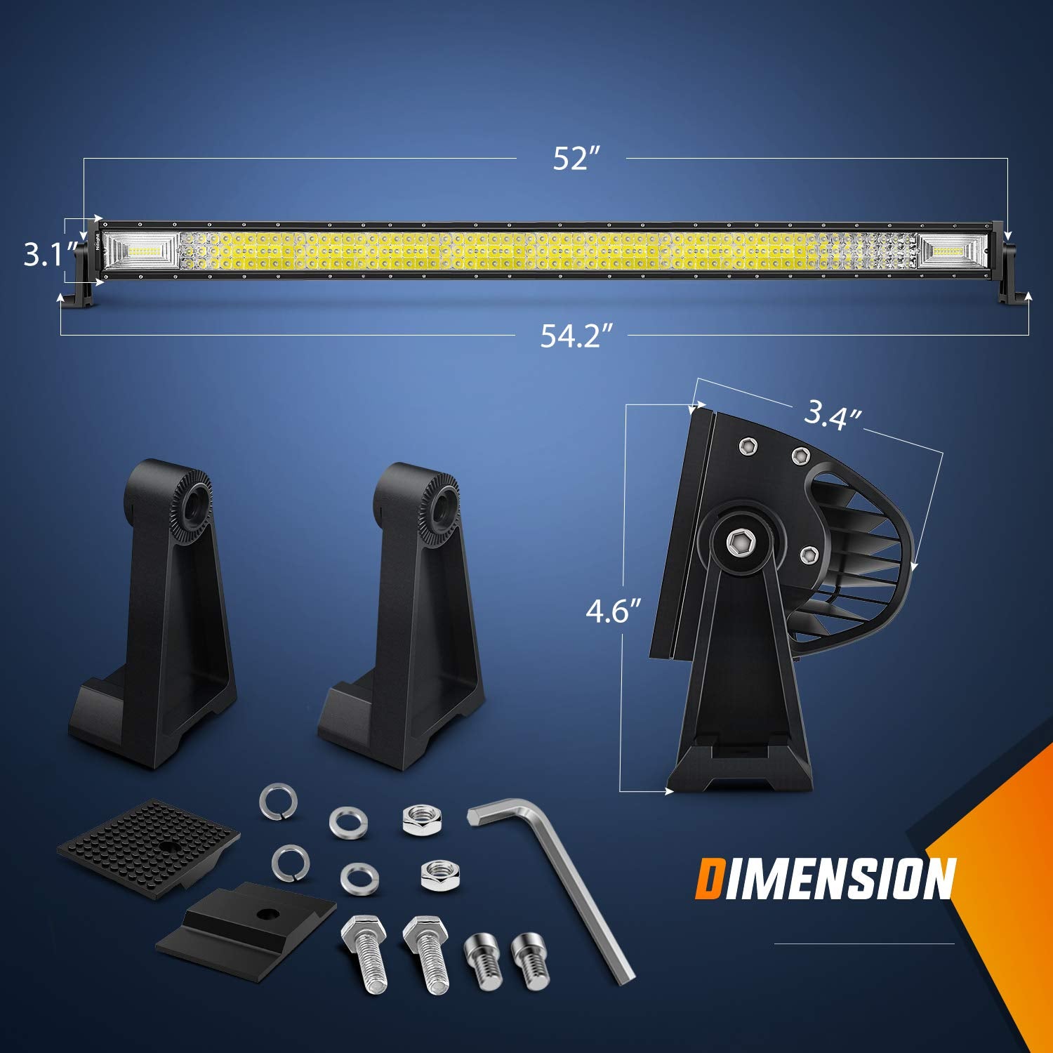 Nilight 52-Inch LED Light Bar - 783W Triple Row, 49500LM Flood Spot Combo, Super Bright Off-Road Lights, Model 18019C-A, White