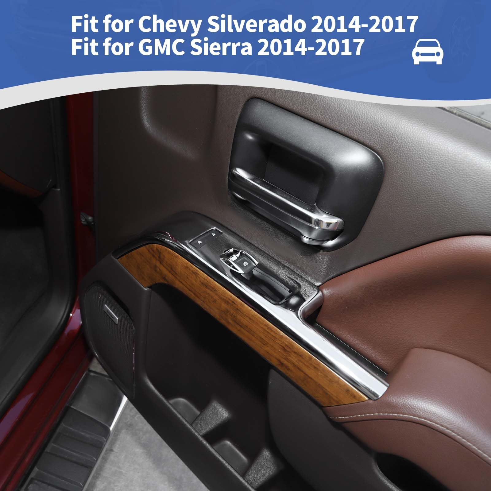 Rt-Tcz For Chevy Silverado Chrome Power Window Switch Panel Trim Cover For Chevrolet Silverado Gmc Sierra 2014 2015 2016 2017 Ch