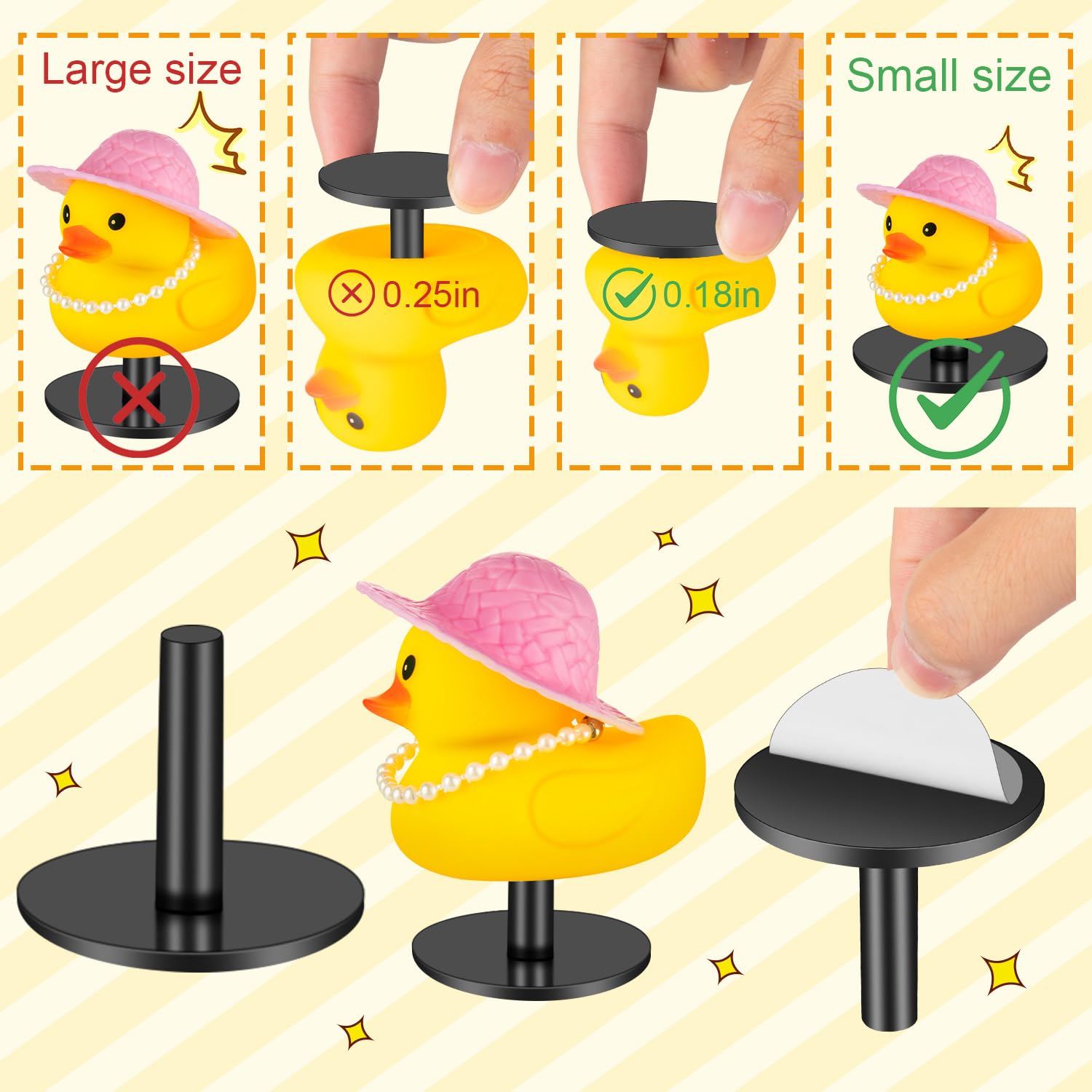 40 Pcs Duck Plugs, Black Plastic Duck Holder For Car Dashboard, Duck Holder Mount For Dash Lover (Excluding Rubber Duck