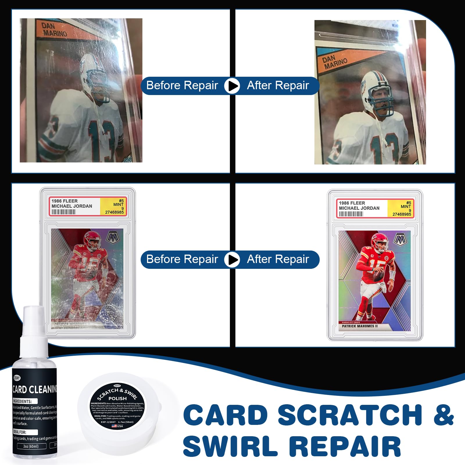 Lunza Trading Card Cleaning Kit - Non-Abrasive Scratch Repair & Surface Care - Model TCC01
