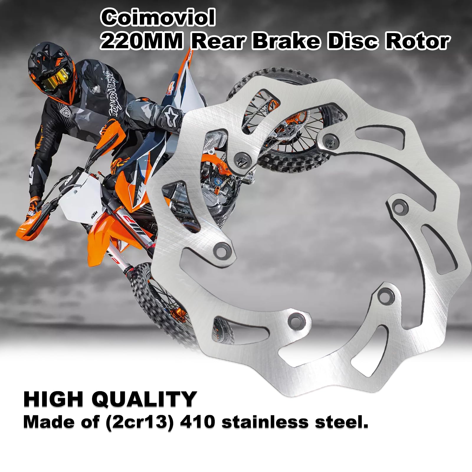 Coimoviol 220Mm Rear Brake Disc Rotor Compatible With Ktm 125 250 350 450 500 1994-2022, Husqvarna 125-501 Fe/Te/Fc/Tc/Tx/Fx, Hu