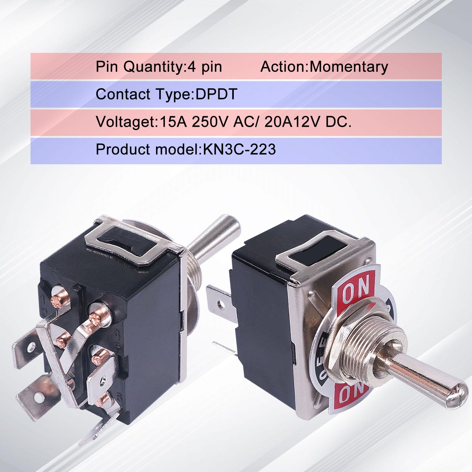 weideer Momentary Reverse Polarity Switch 12V 30A Motor Control RV Jack Switch DPDT 4 Pin (ON)-Off-(ON) Toggle Switch with Water