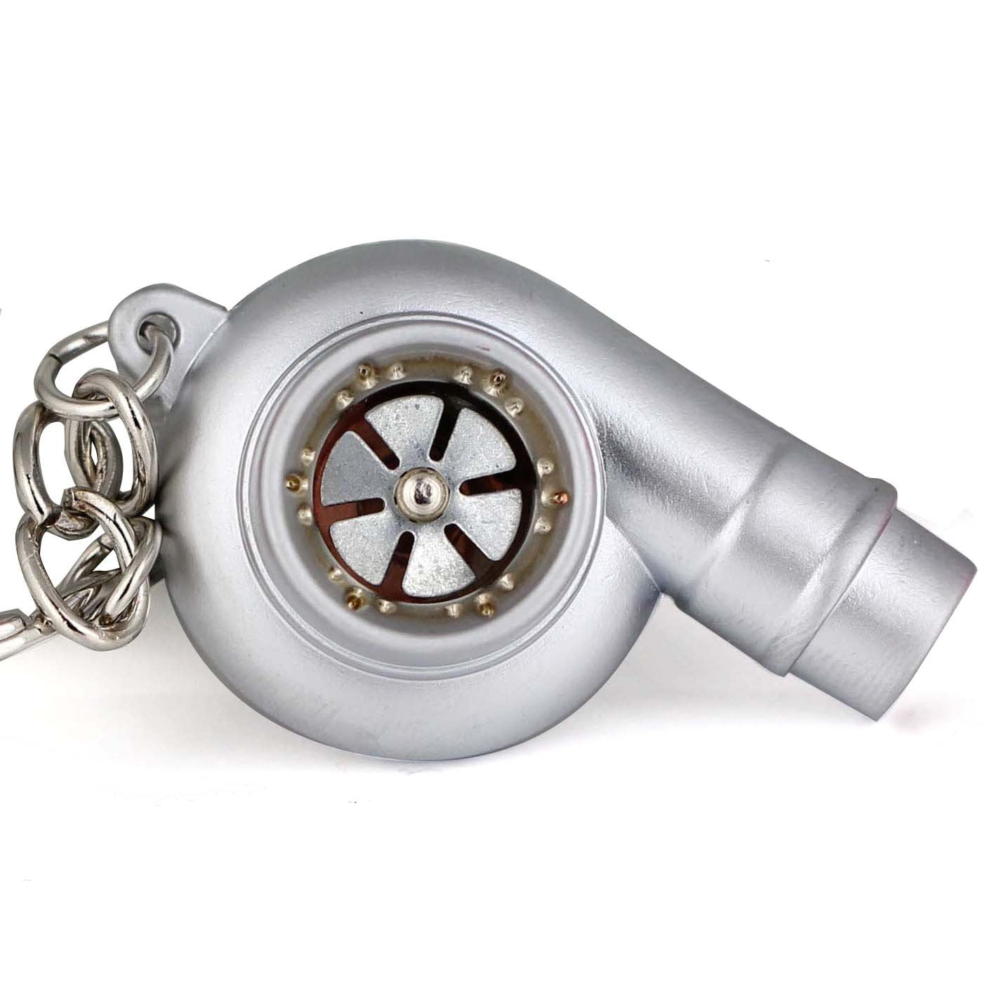 maycom Creative Spinning New Chrome Matte Silver Turbo Turbocharger Keychain Key Chain Ring Keyring Keyfob,make Whistle Sound