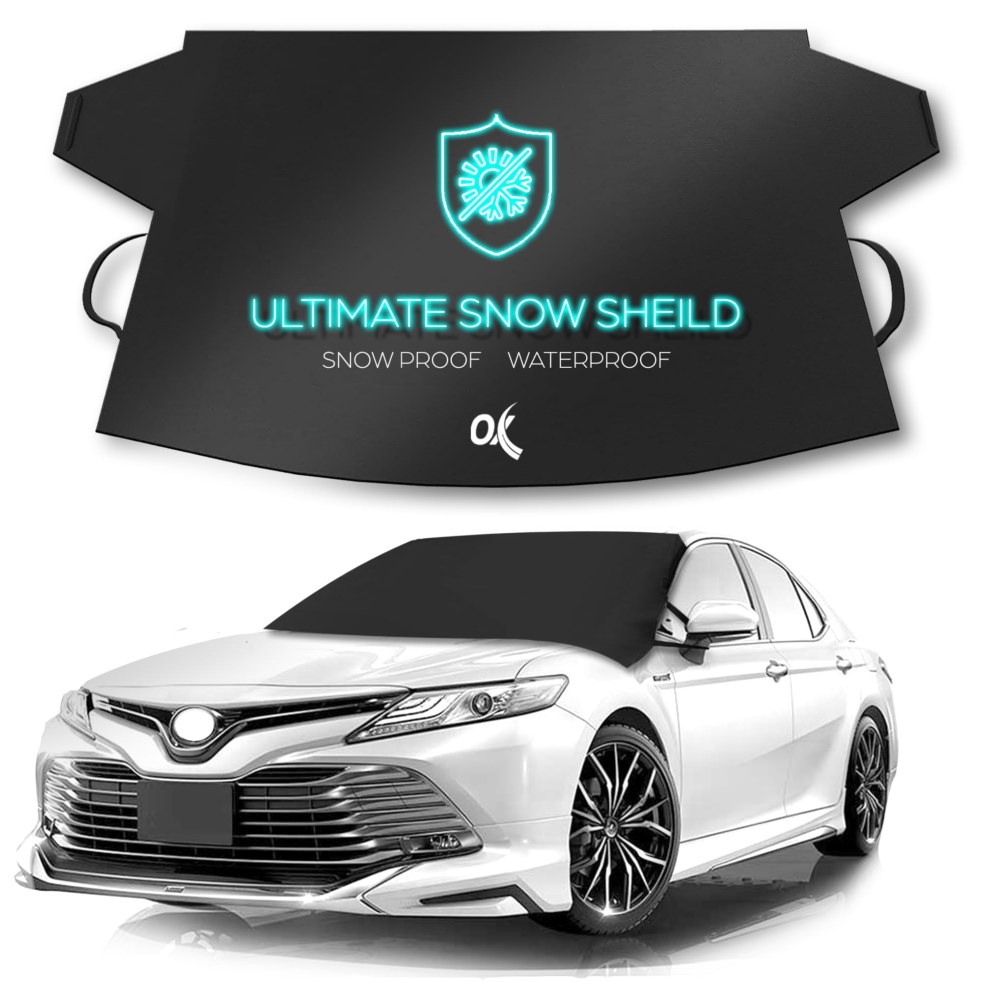OxGord Windshield Cover for Ice and Snow - 700D Marine Waterproof Fabric for Harshest Weather- Fits Cars Trucks SUV Original Des