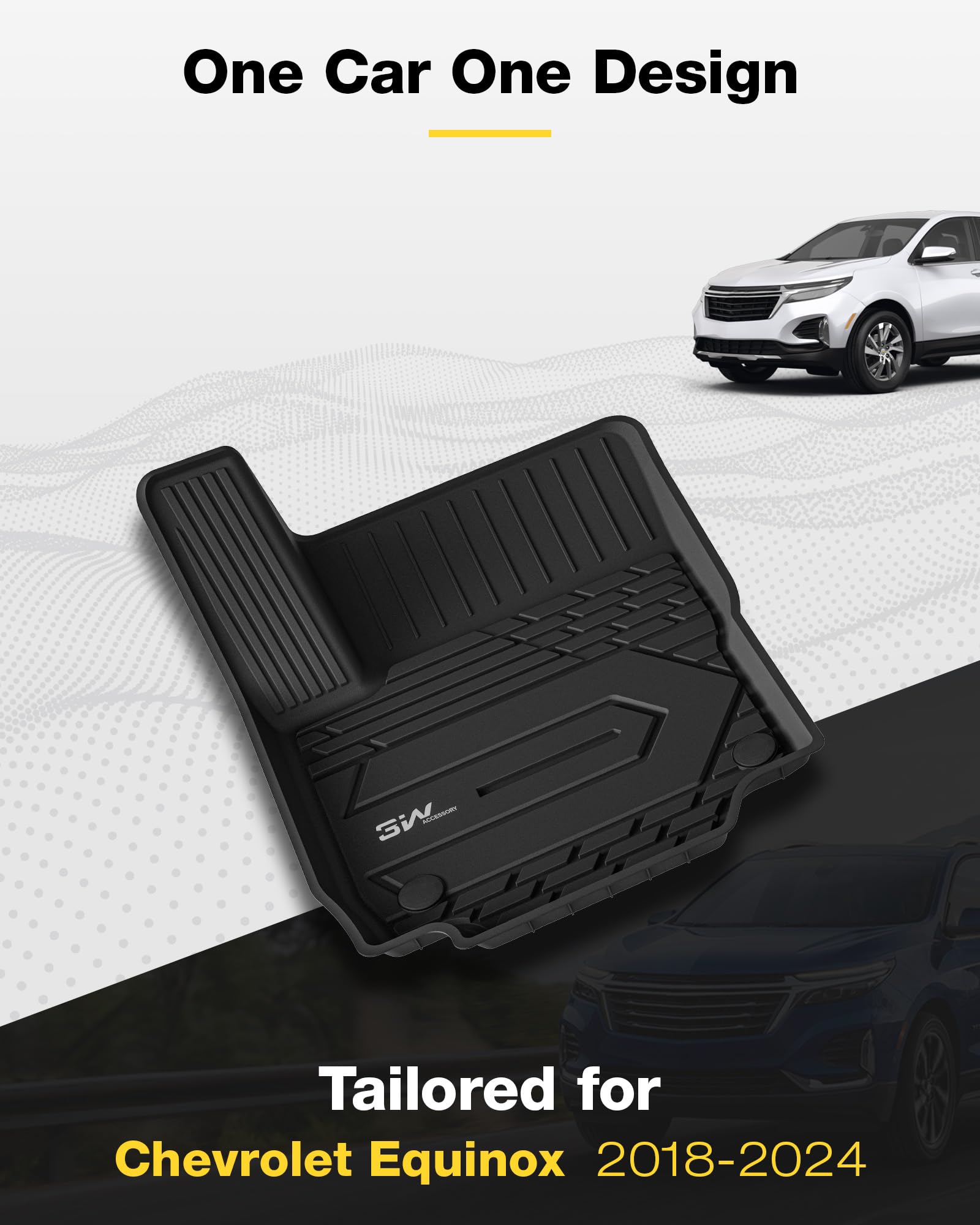 3W 2018-2023 2024 Chevy Equinox Floor Mats/Gmc Terrain Floor Mats, Tpe All Weather Custom Fit For Chevrolet Equinox/Gmc Terrain