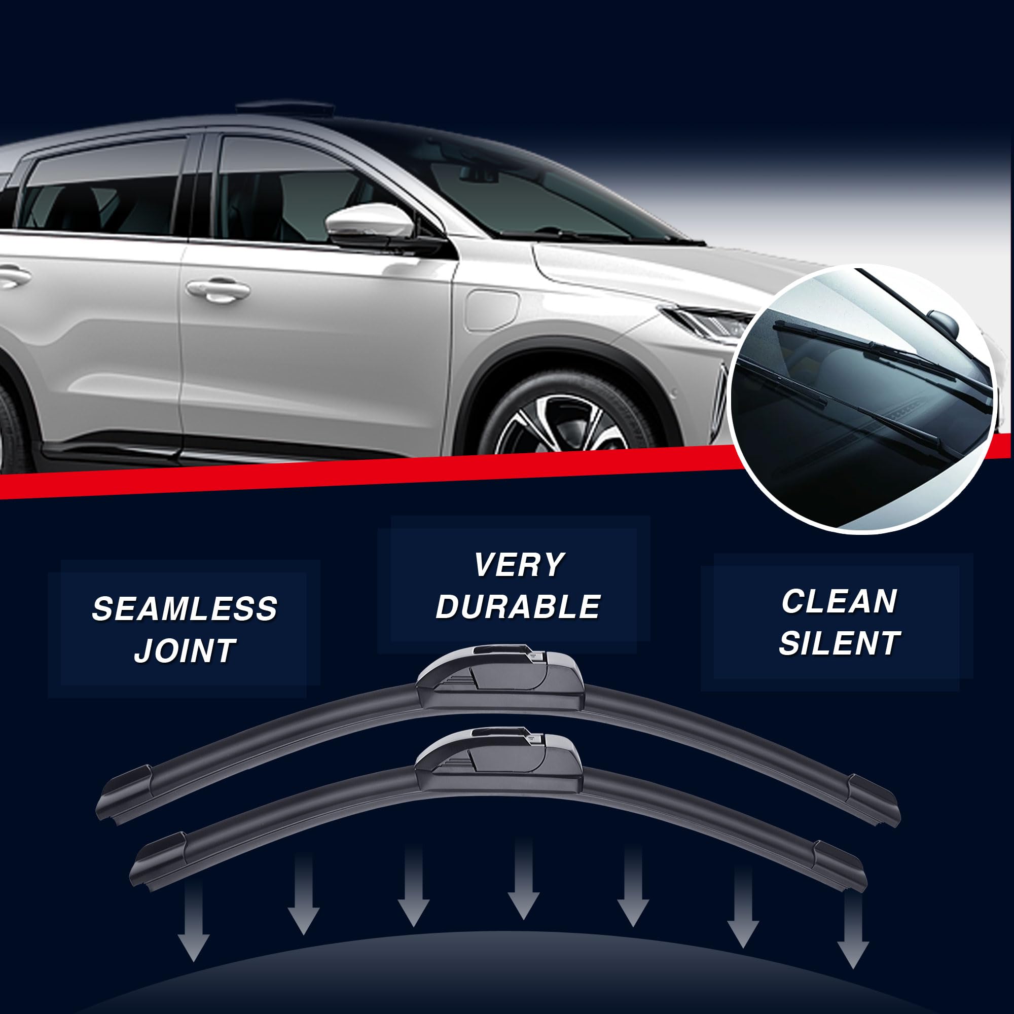 28''+17'' Front Windshield Wiper Blades Replacement For Nissan Altima 2012 2011 2010 2009 2008 2007+More Cars(Pack Of 2) J/U Hoo