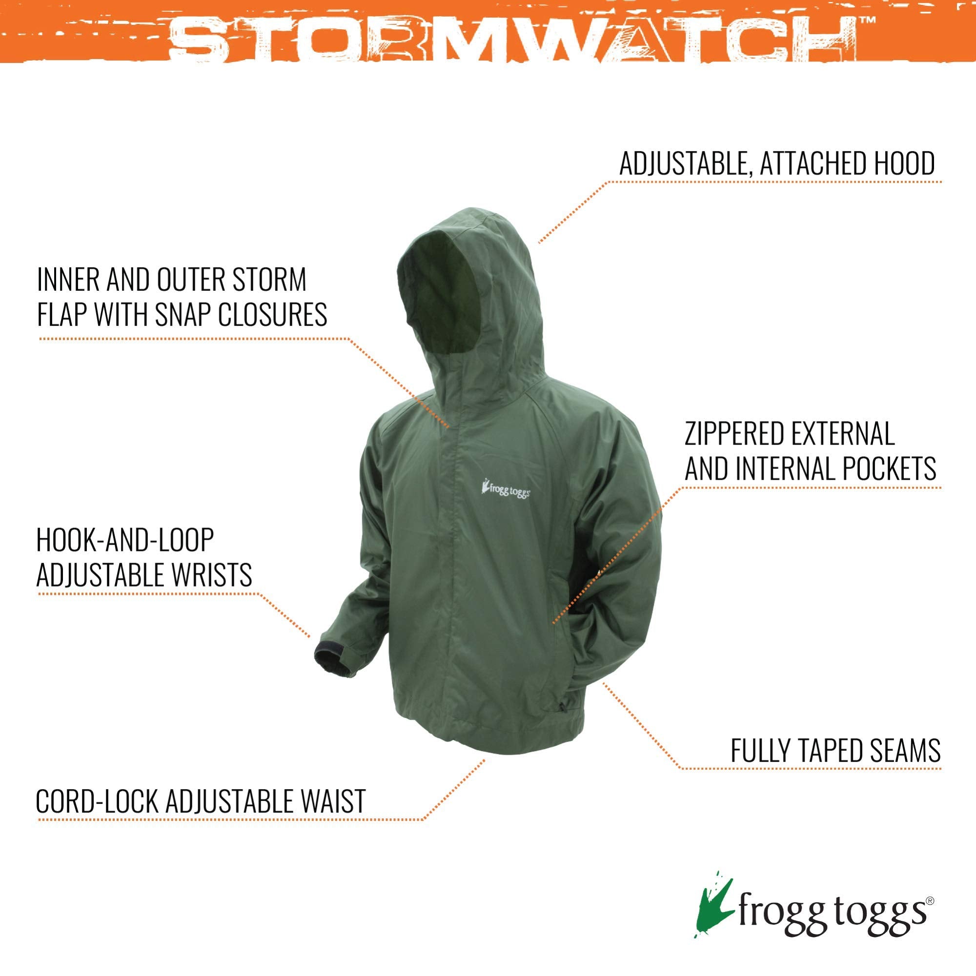 FROGG TOGGS mens Stormwatch Waterpoof Rain Jacket, Green, X-Large US