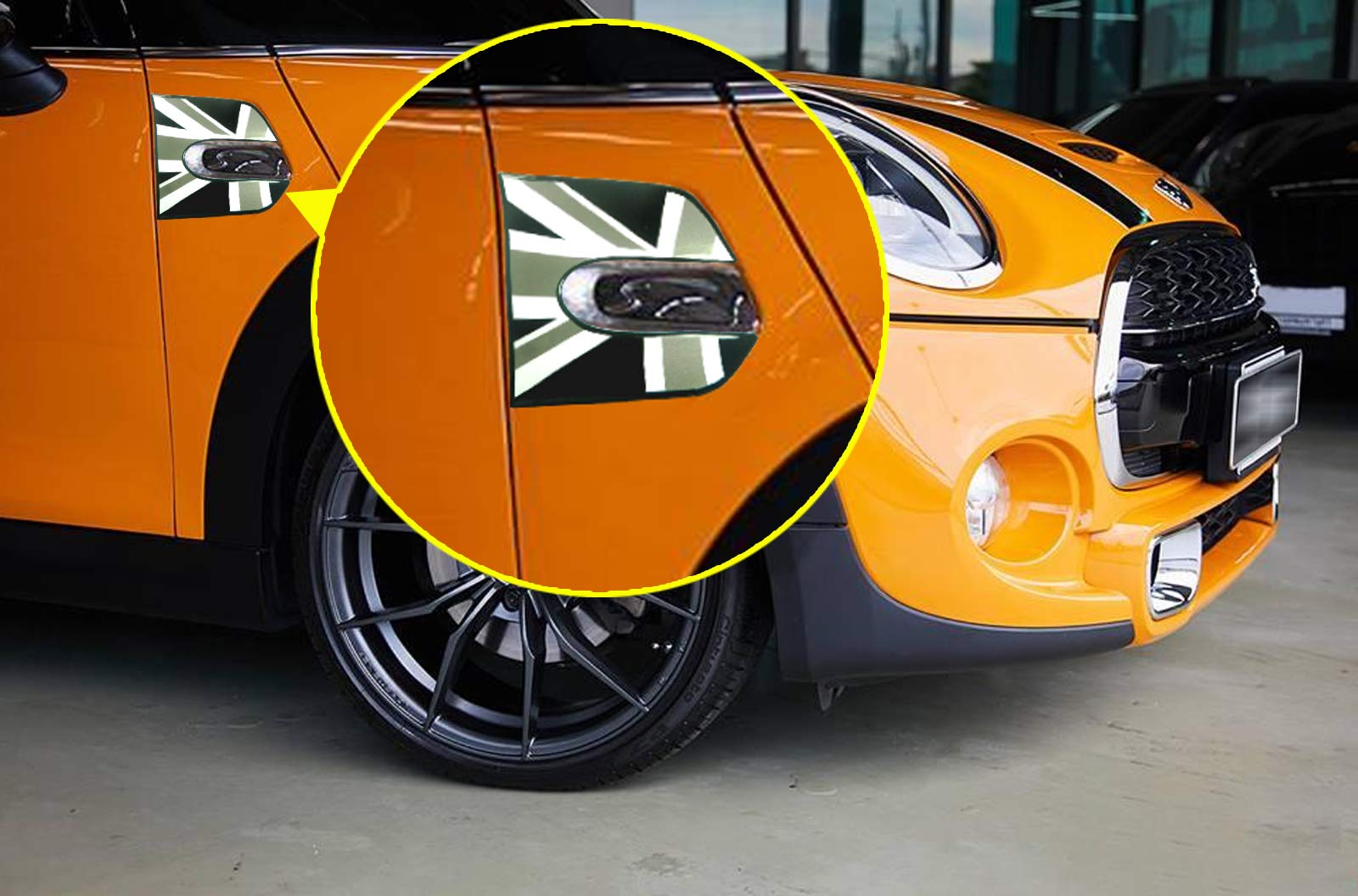 Xotic Tech Union Jack Decal Stickers for Mini Cooper F55/F56, Black Vinyl Replacement Fender Scuttles