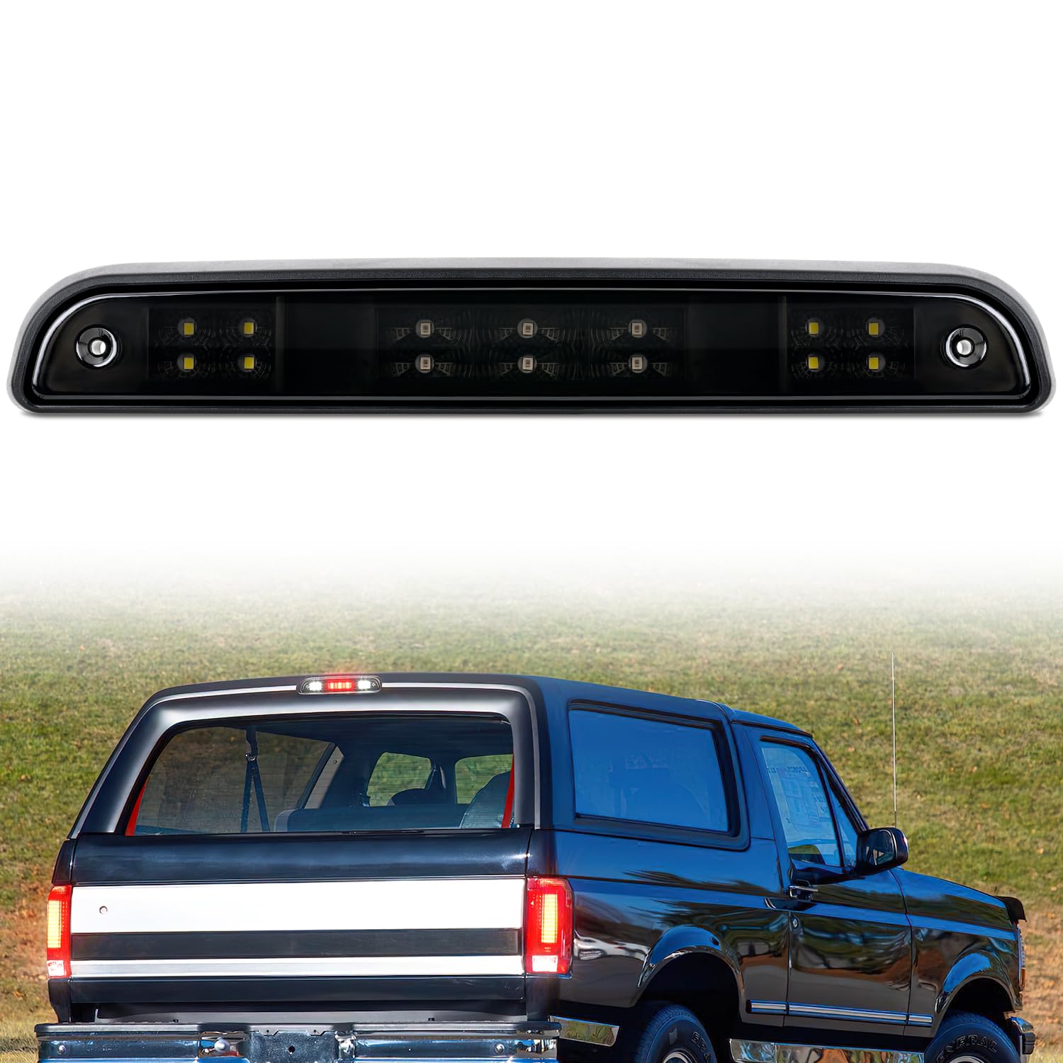 Nilight Third Brake Light Tail High Mount 3Rd Stop Cargo Reverse Lights Smoked Lens Compatible With Ford F150 1994 1995 1996 F25