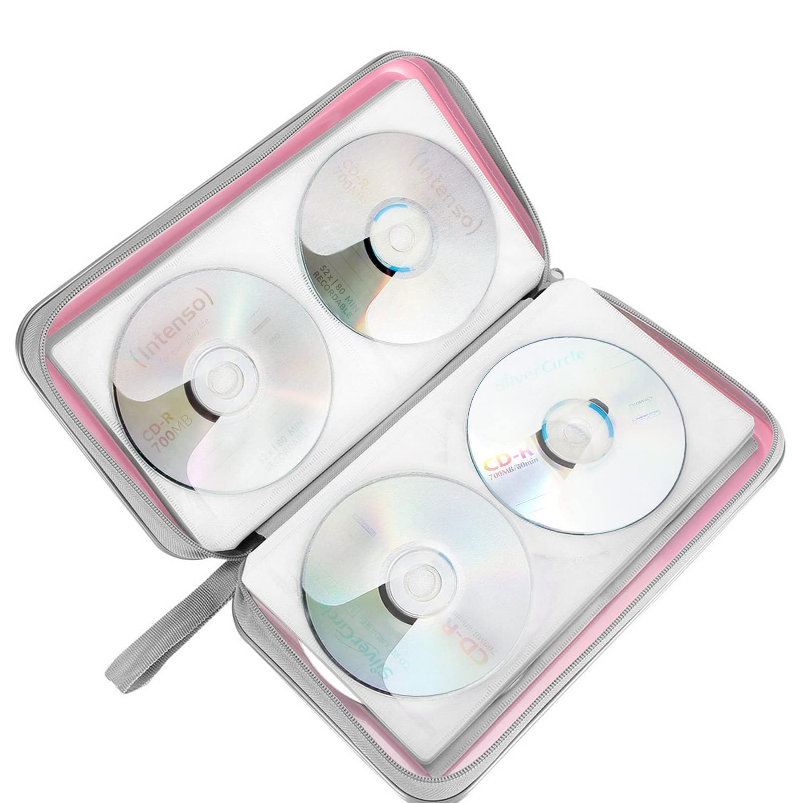 Cd Case, Siveit Dvd Case Holder 96 Capacity Hard Plastic Cd Dvd Disc Cases Storage Binder Wallet For Car Home Office Travel (Lig