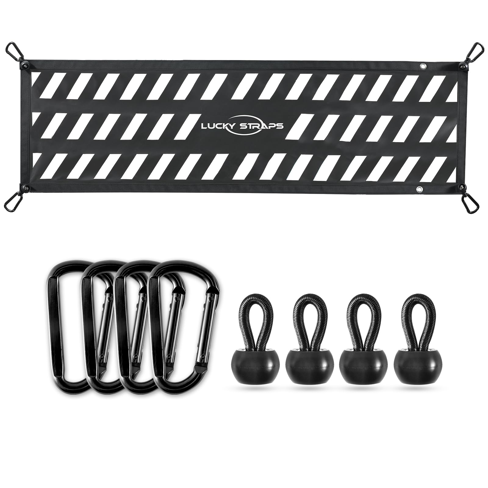 Lucky Straps Tailgate Net for Pickup Truck Bed, 60'' x 18'' Heavy Duty Cargo Netting for Full Size Truck, Easy-to-use Mesh for C