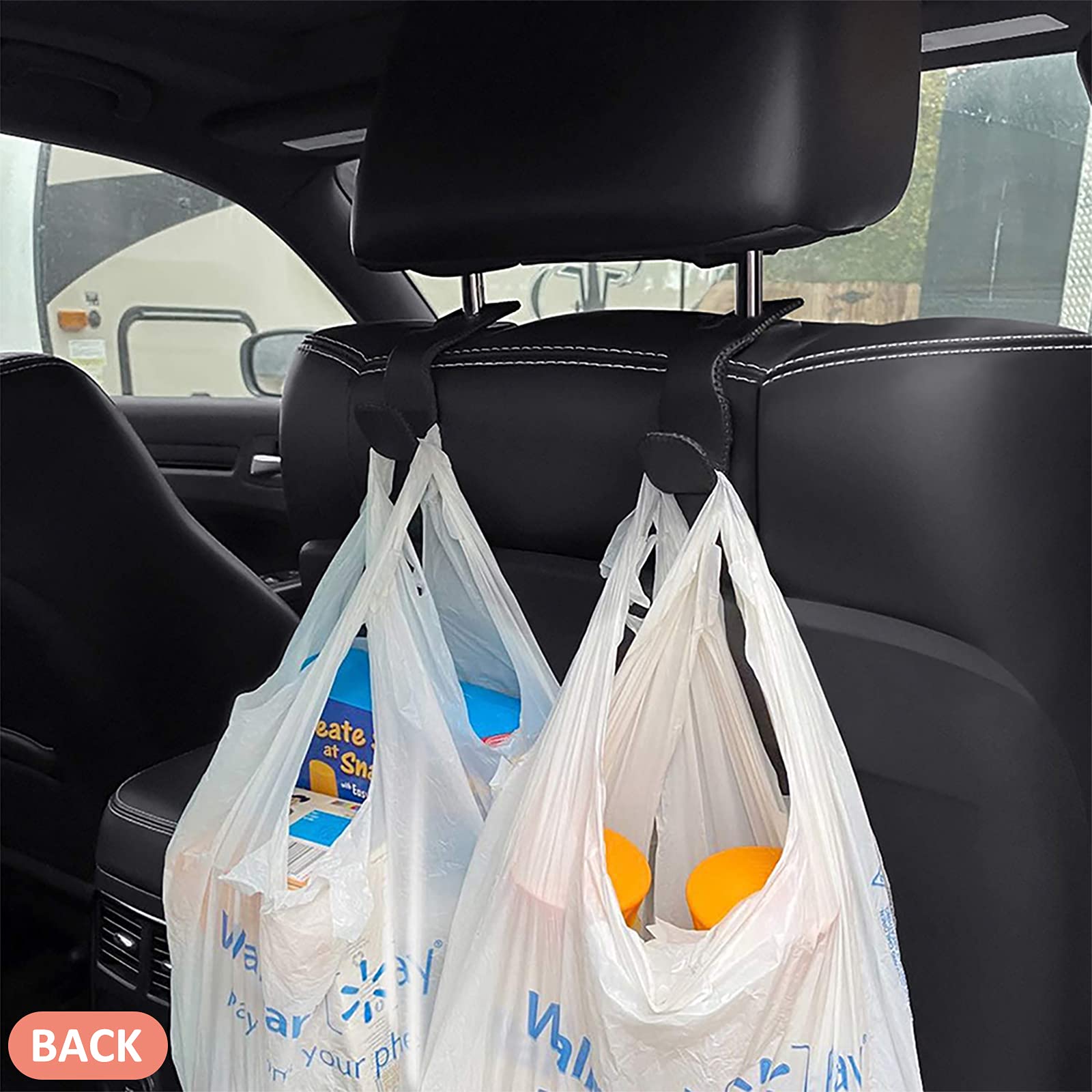 Tisohugo Headrest Hooks For Purses And Bags,Vehicle Back Seat Headrest Hanger Matching Cars Interior Genuine Leather Storage Hol