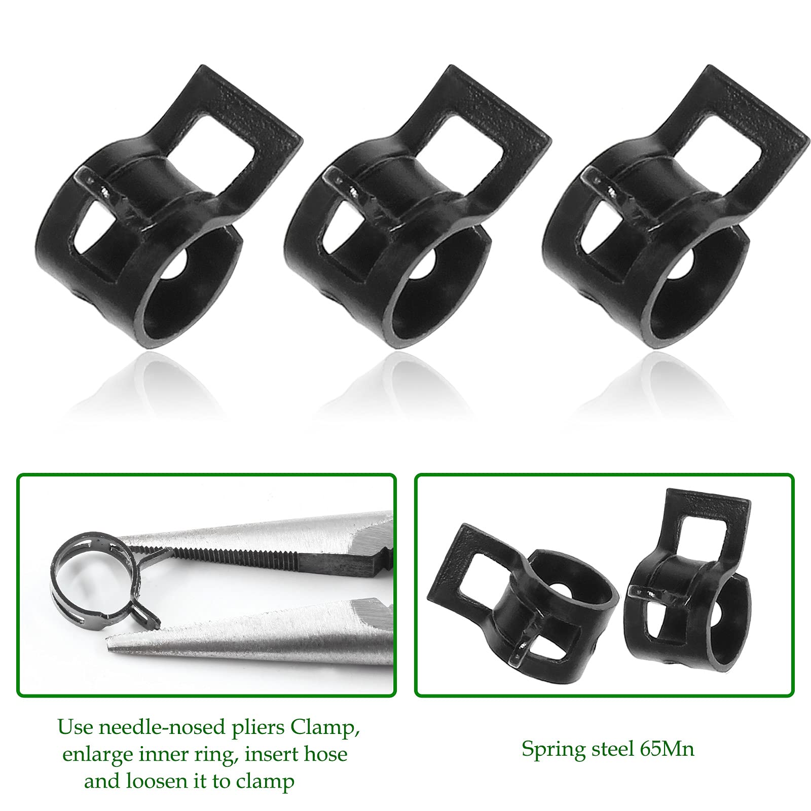 Rierdge 40 Pcs 5Mm Id Spring Band Type Clamps, 3/16'' Fuel Hose Clamps Fasteners, Black Spring Hose Clip For Fuel Hose Line Wate