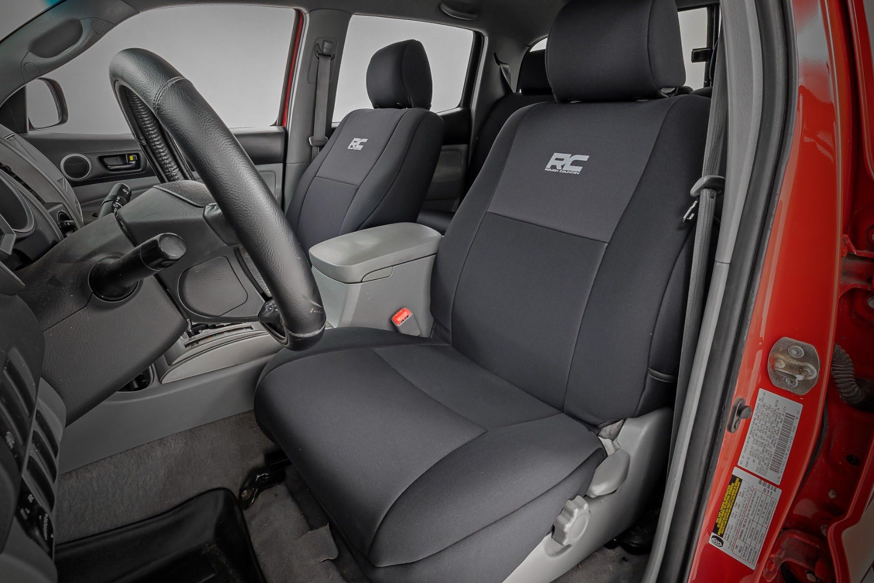 Rough Country Neoprene Seat Covers for Toyota Tacoma (2005-2015) Crew Cab w/No Folding Passenger Seat - Waterproof & UV Resistan