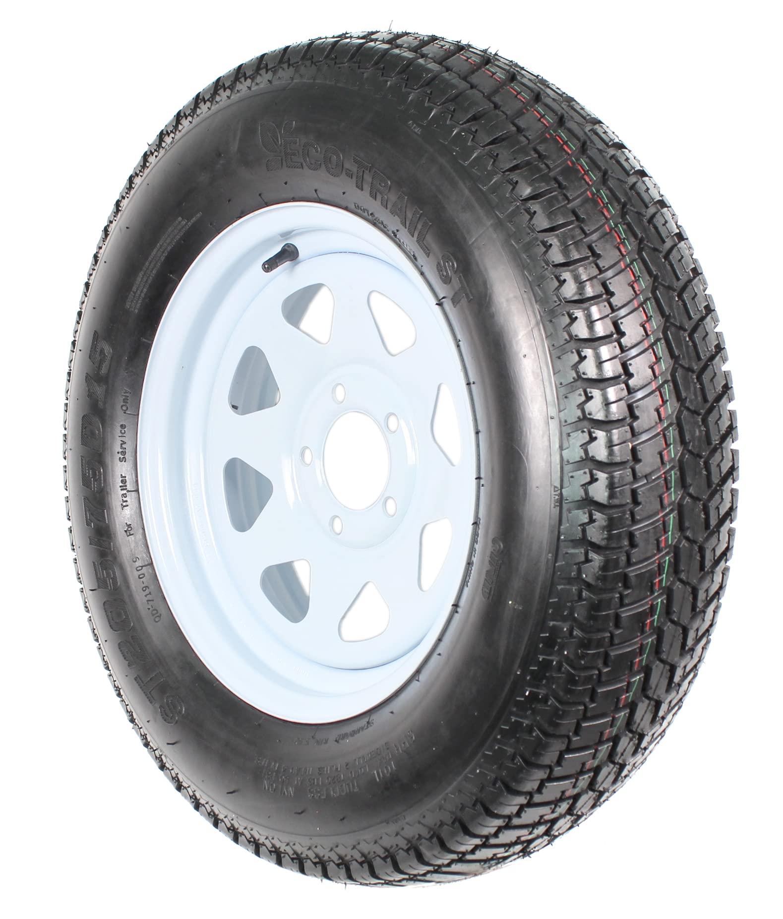 eCustomrim 2-Pack Trailer Tire On Rim ST205/75D15 F78 205/75 Load Range C 5 Lug White Spoke Wheel - 2 Year Warranty w/Free Roads