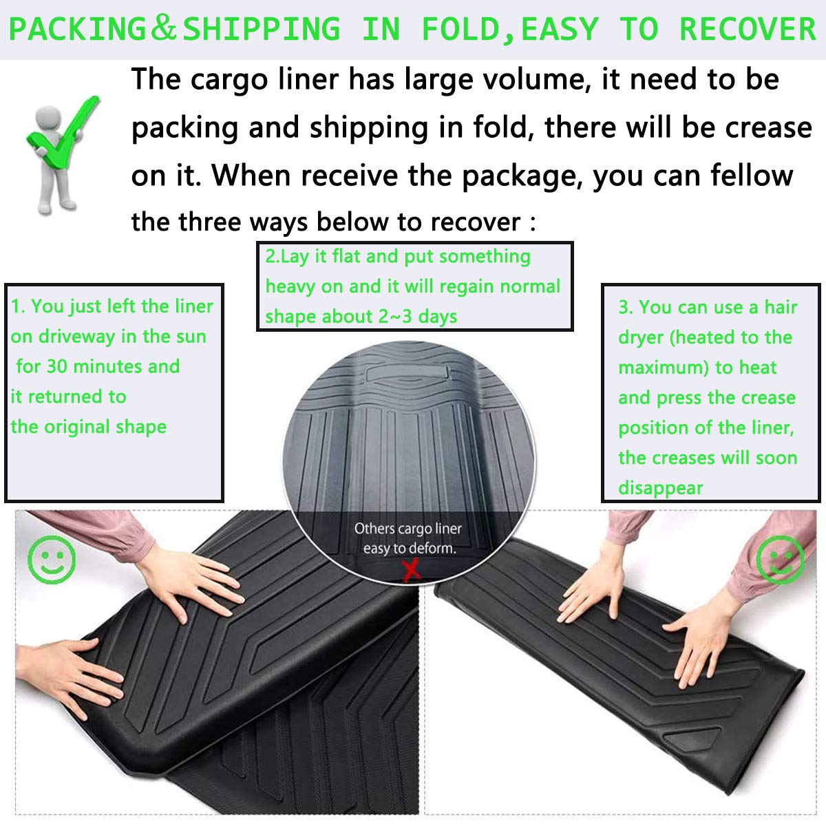 Cherokee Cargo Liners - All-Weather Protection Rear Cargo Trunk Tray Floor Mats Compatible With 2019 2020 2021 2022 2023 Jeep Ch