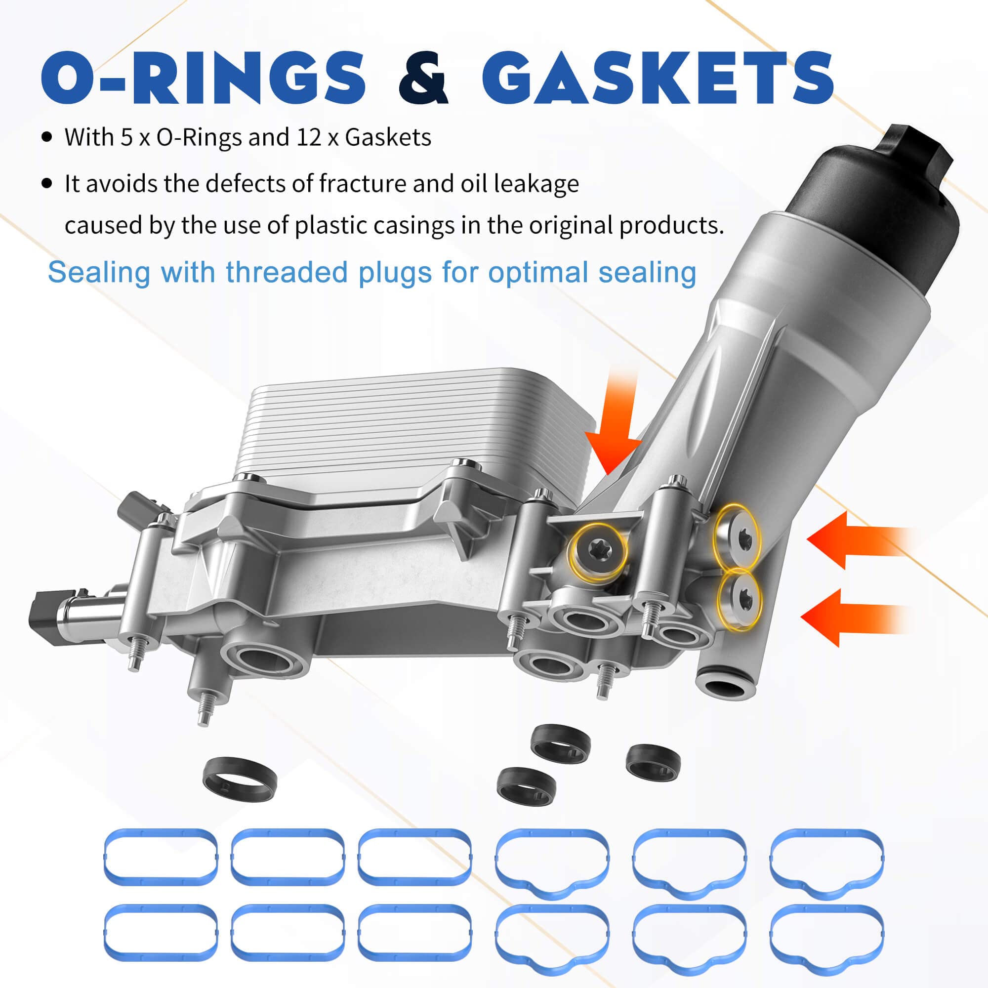 XINLIN 926-959 Upgraded Aluminum Engine Oil Filter Housing Kit witn Oil Cooler Fit for 2011-2016 Dodge Journey Charger Challenge