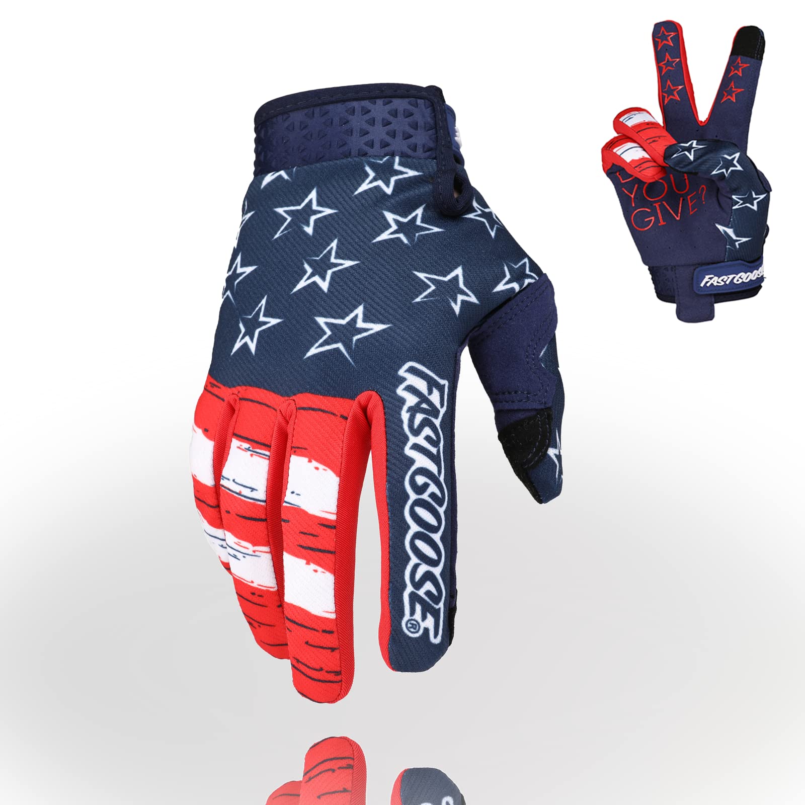 FASTGOOSE Motorcycle Gloves - Breathable Lightweight Off-Road Gloves for Men & Women, ATV BMX MTB Racing (Blue/Red, Medium)