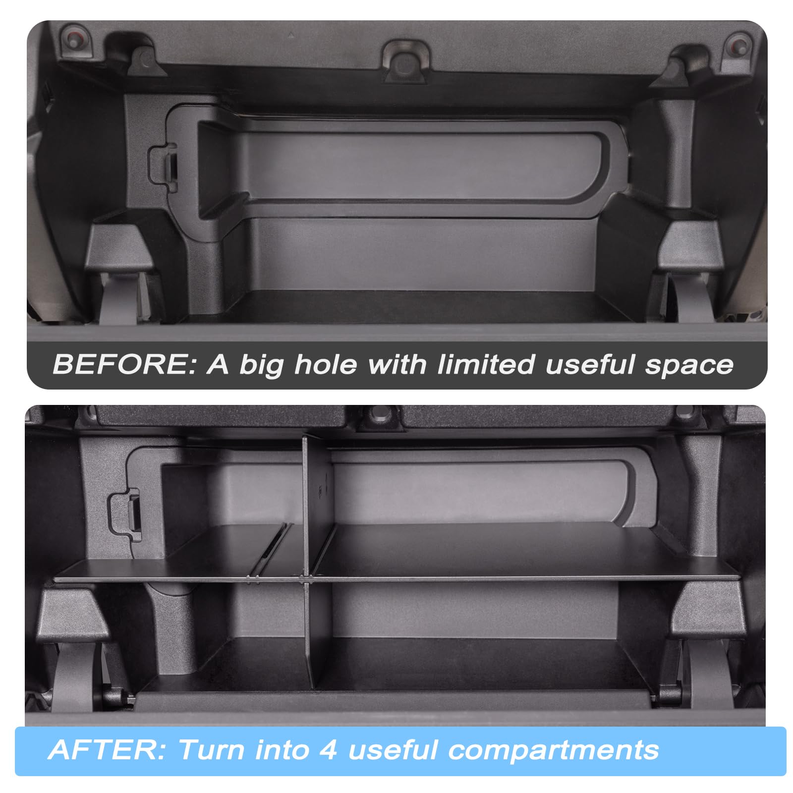 JKCOVER Glove Box Organizer for 2024+ Toyota Tacoma, Plastic Storage Divider, Model JC-TA-24-091