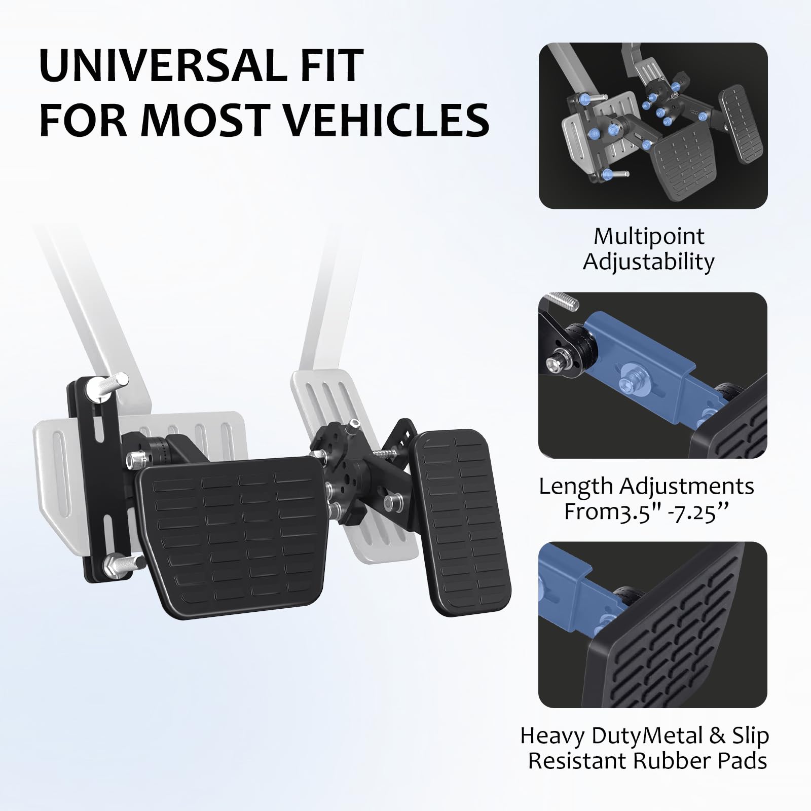 PARAROSE Pedal Extender for Brakes and Gas Pedal, Gas Pedal Extender with Adjustable Length and Angle for Short Drivers for Cars