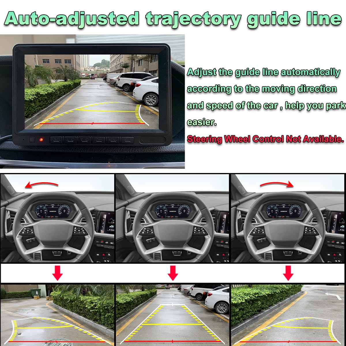 GreenYi Vehicle Backup Camera with 170° Fisheye Lens, Dynamic Guide Line for BMW E82 E88 E90 E92 E93, Black, Model GreenYi-203