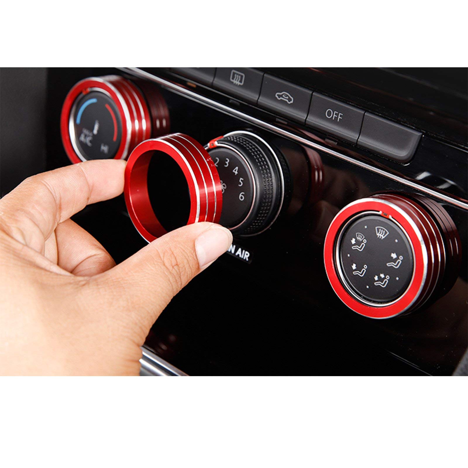 Xotic Tech Aluminum Center Console Ac Climate Knob Button,Multimedia Switch Control Knob Decoration Ring Cover Trim Compatible W