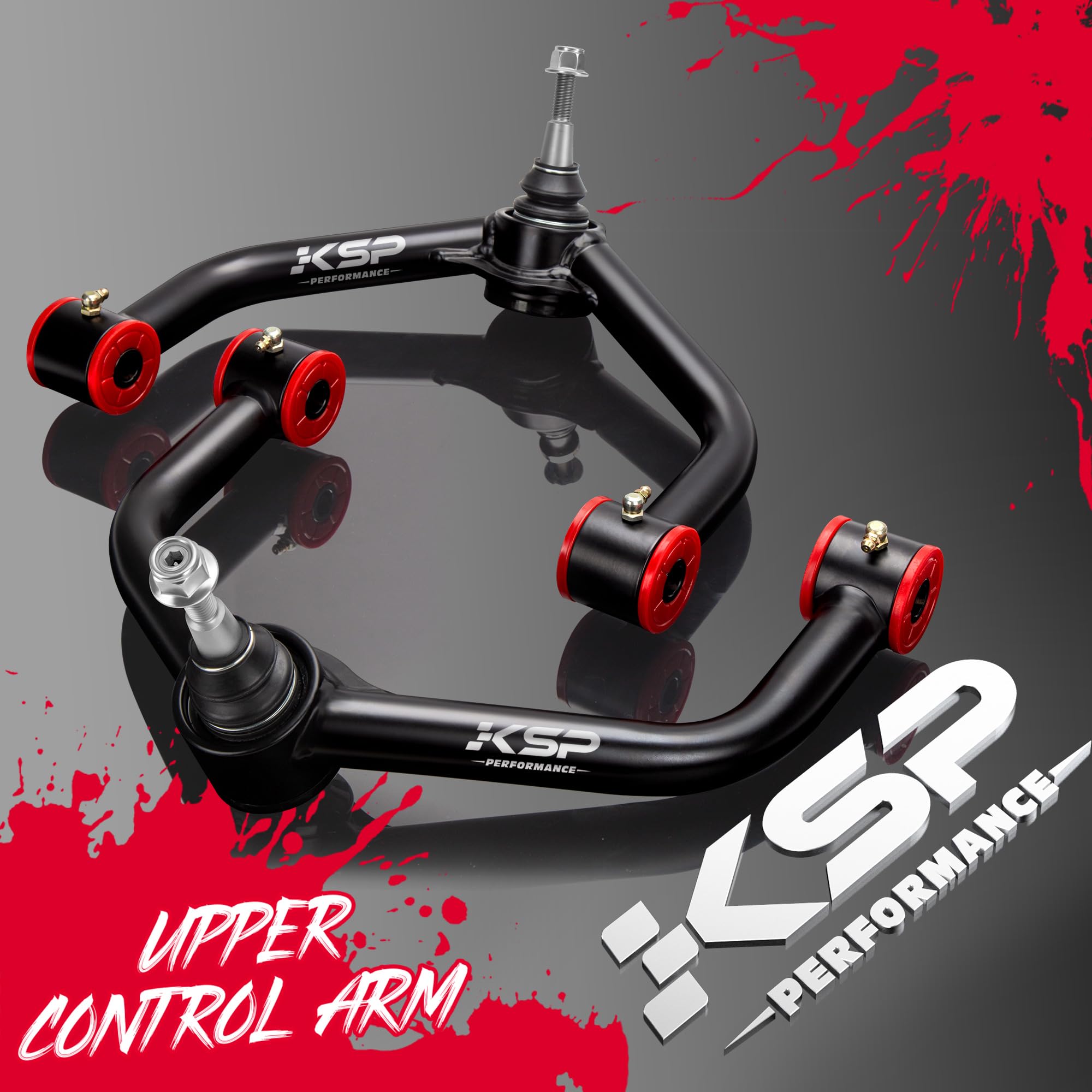 KSP PERFORMANCE Upper Control Arms for Ram 1500, 2-4" Lift, Metal Ball Joint, Black, 2006-2022, Package of 2
