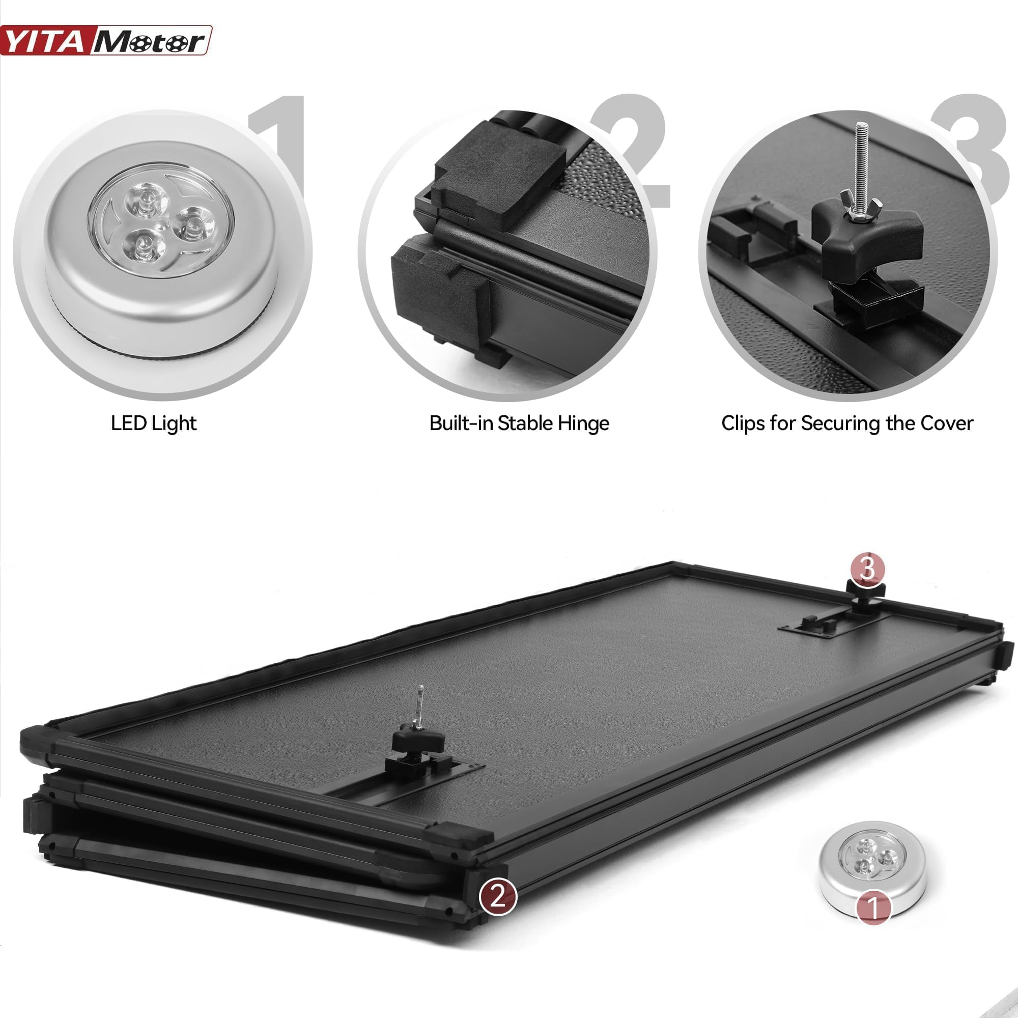 Yitamotor Frp Hard Tri-Fold Truck Bed Tonneau Cover Fits For Dodge Ram 2500 3500 2003-2024, 6.4 Ft Bed Without Rambox