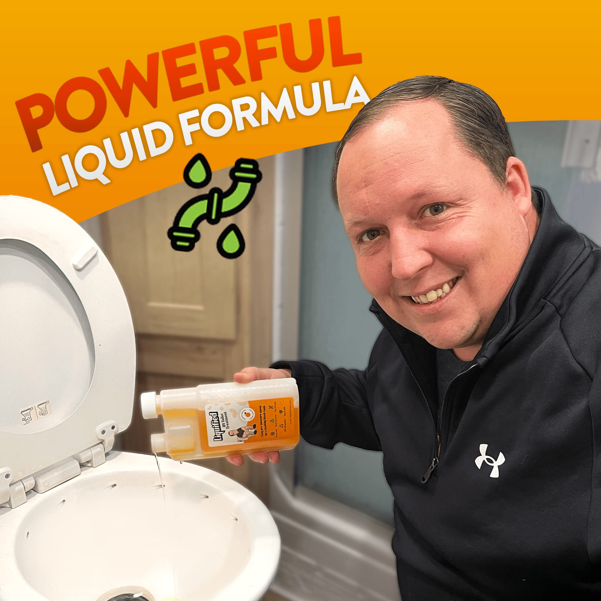 Liquified RV Toilet Treatment - Black Tank Digester - Orange Scent - 32oz - 32 Treatments - Model LRVTT16OZ