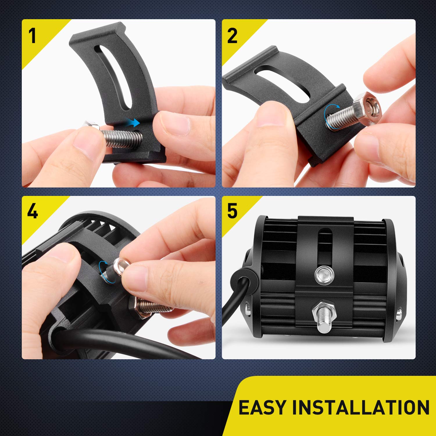 Nilight 2Pcs Base Mounting Brackets Universal Slide Bracket Kits For Led Light Bar, Model: 90035B
