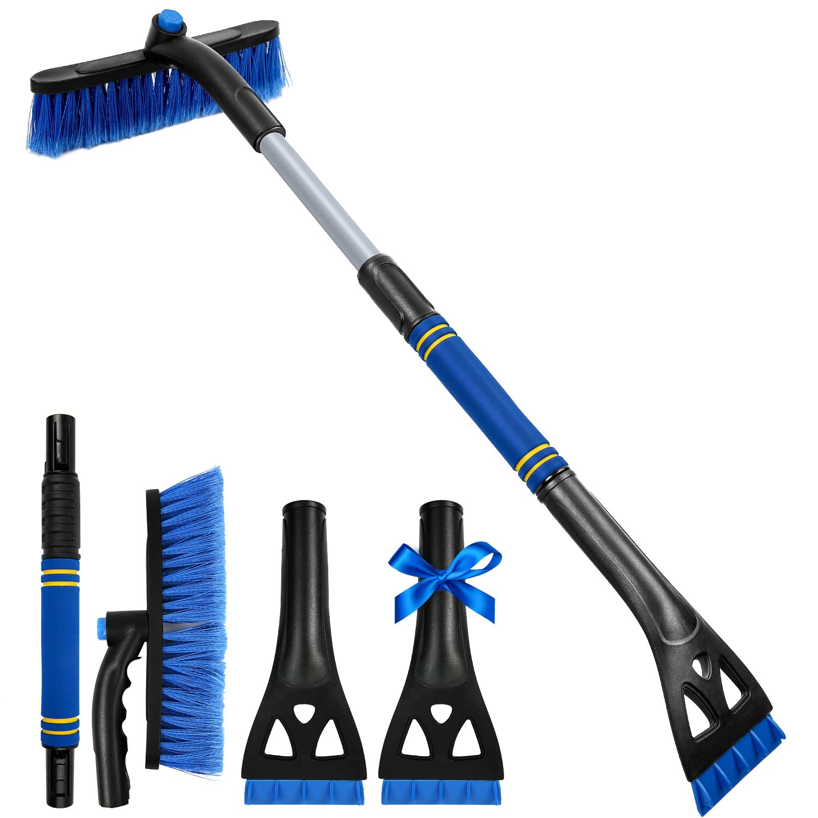 34 Extendable Ice Scrapers For Car Windshield 2-In-1 Snow Brush For Car Snow Scraper For Car Snow Scraper And Drush With Ergonomic Foam Grip For Cars, Trucks, Suvs With 360° Pivoting Brush Head