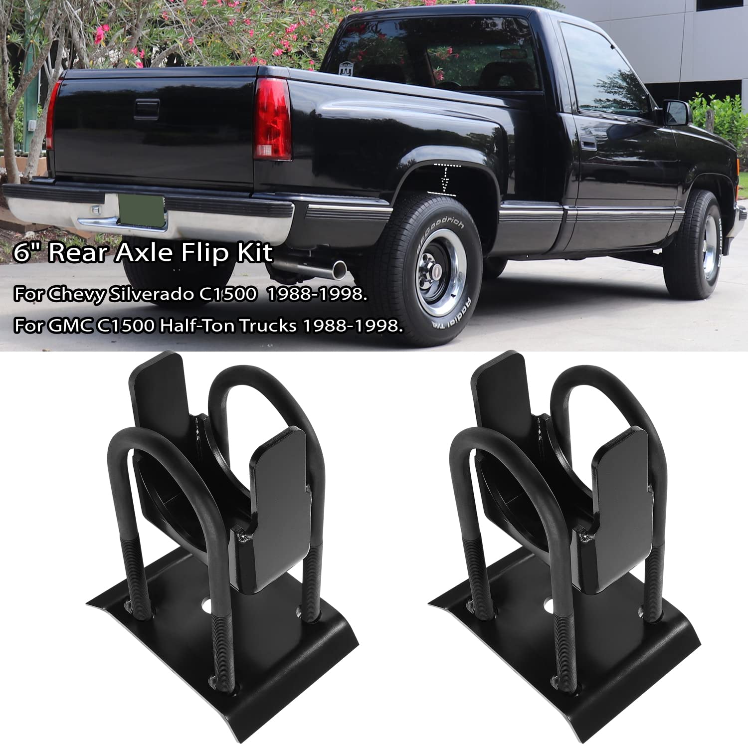 sevencow 6" Rear Axle Flip Kit for Chevy Silverado GMC C1500 1988-1998 Pickup - Stainless Steel Lowering Drop Kit
