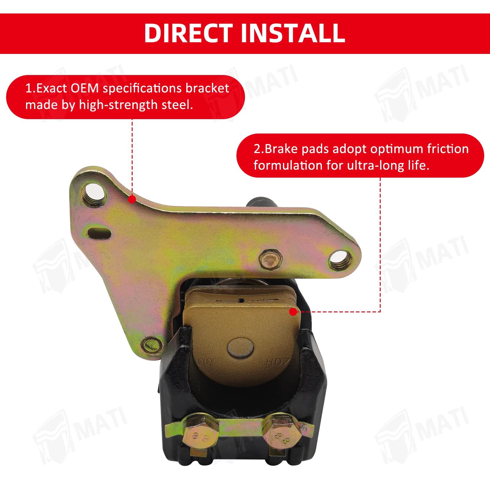 M MATI Rear Brake Caliper for Honda 400EX TRX400EX Sportrax 1999-2004 ATC200X ATC350X 1986-1987 with Parking Brake Off 43250-HN1
