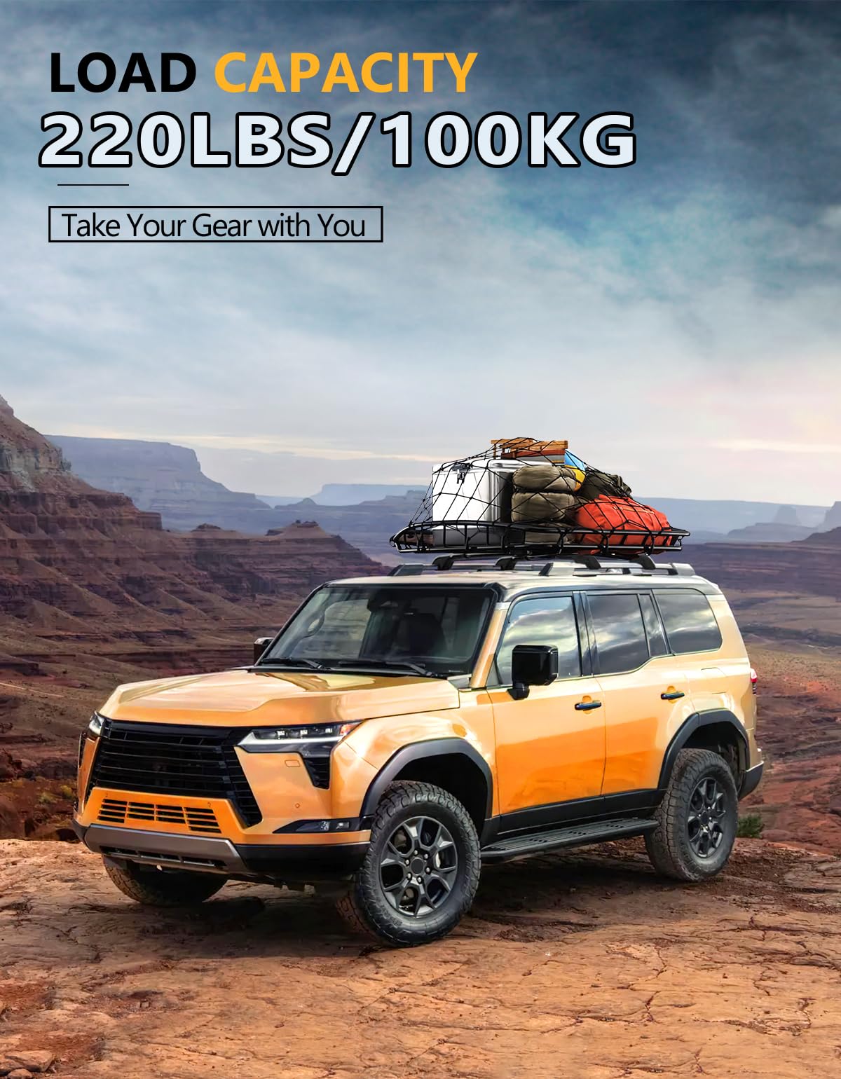 Tuyoung Lockable 220LBS Roof Rack Cross Bars Compatible with 2024 2025 Toyota Land Cruiser 250 & Lexus GX550 with Raised Side Ra