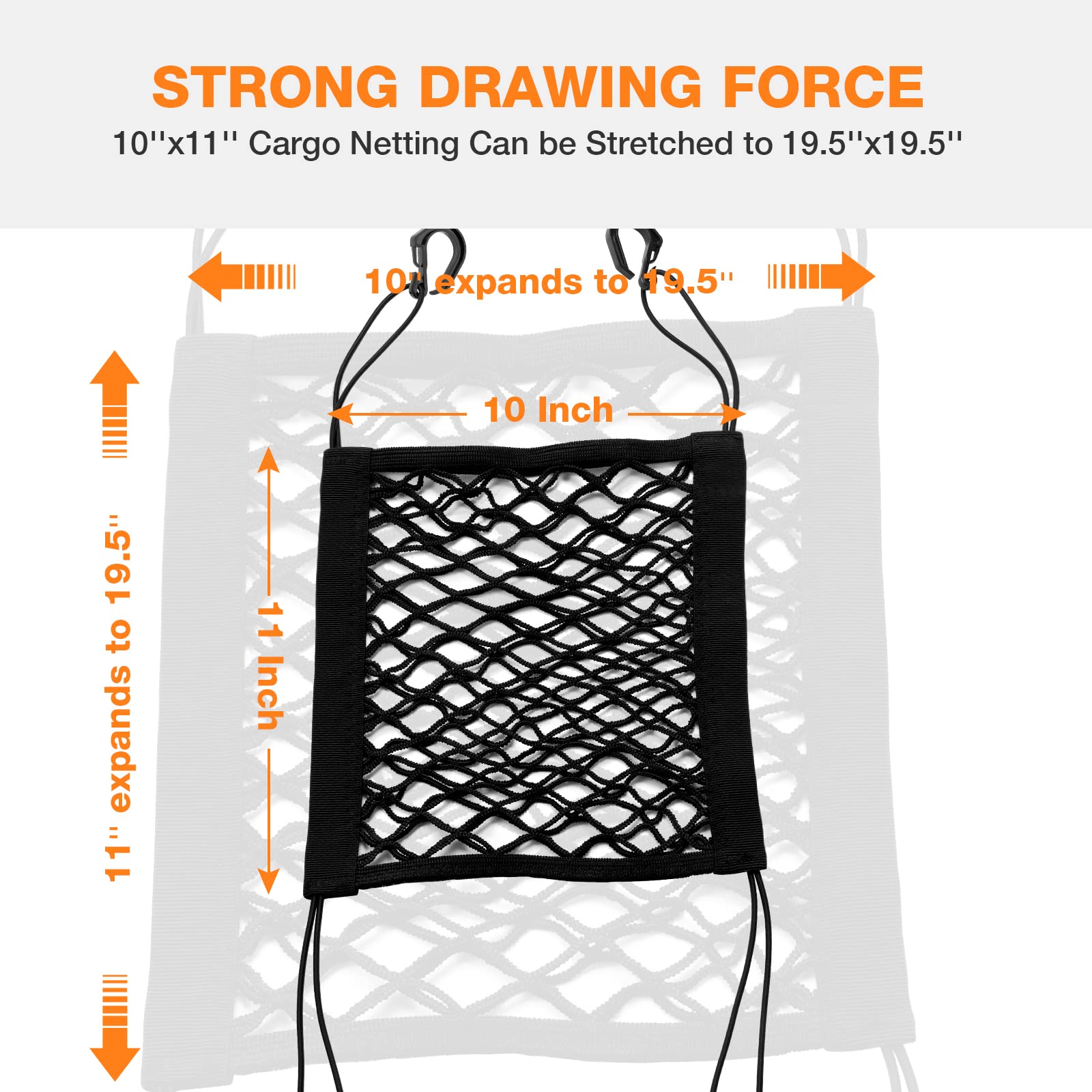 2Pcs Upgrade Cargo Net For Motorcycle Helmet Storage, 10''X11'' High-Elastic Double Layer Bungee Net With 8 Extra Strong Metal H