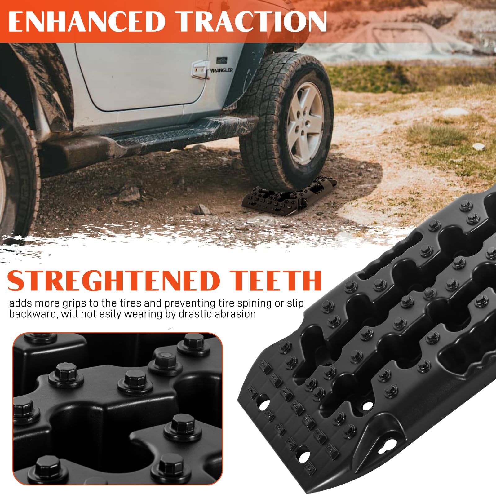 BYERN AUTO Traction Boards - Off Road Recovery Boards, Short Recovery Tracks, Mini Tire Ladder Mat for Snow Mud Sand Rescue 4x4