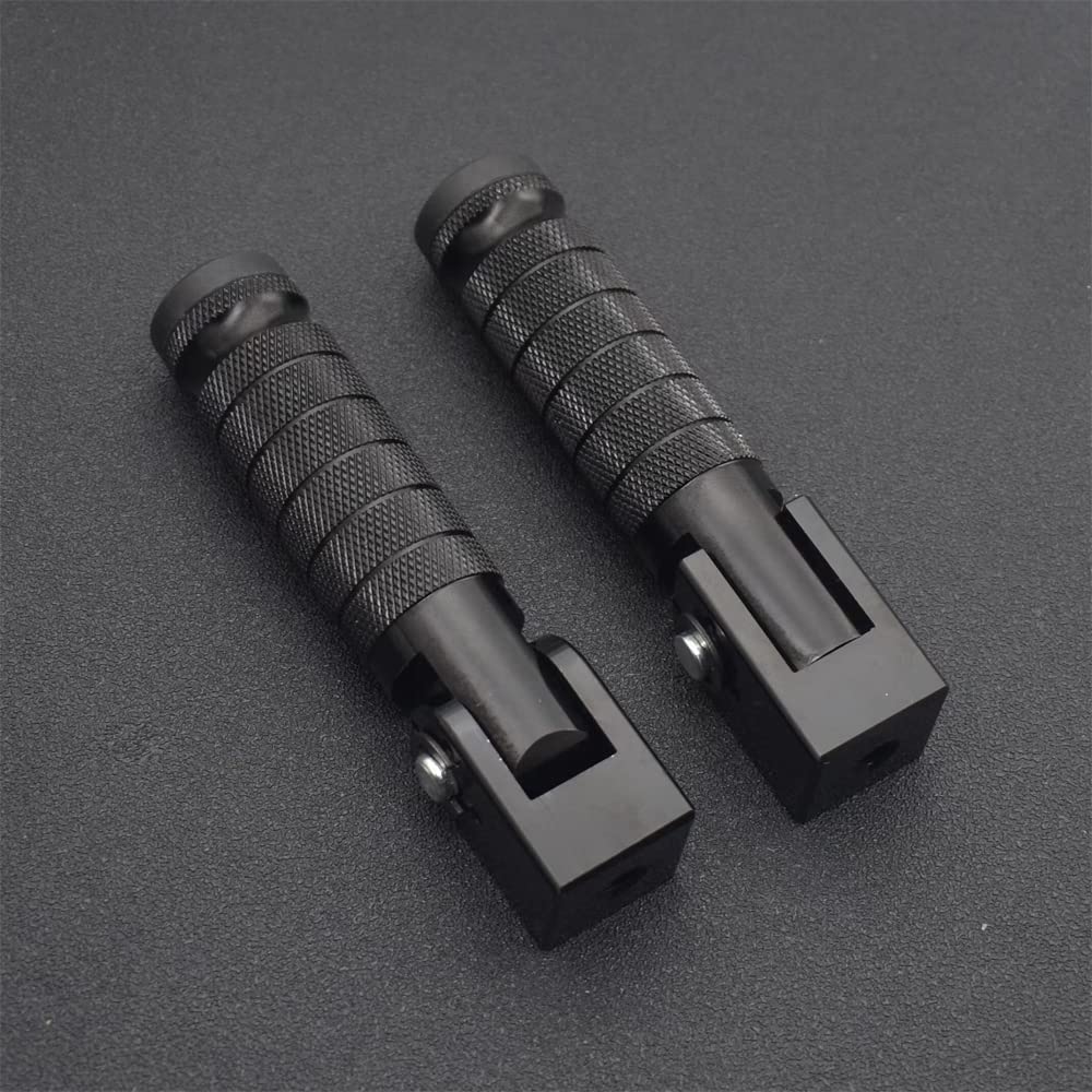 ONETEN Universal Motorcycle Bicycle Foot Pegs - Foldable, Aluminum, 124mm, Black, Model FP02