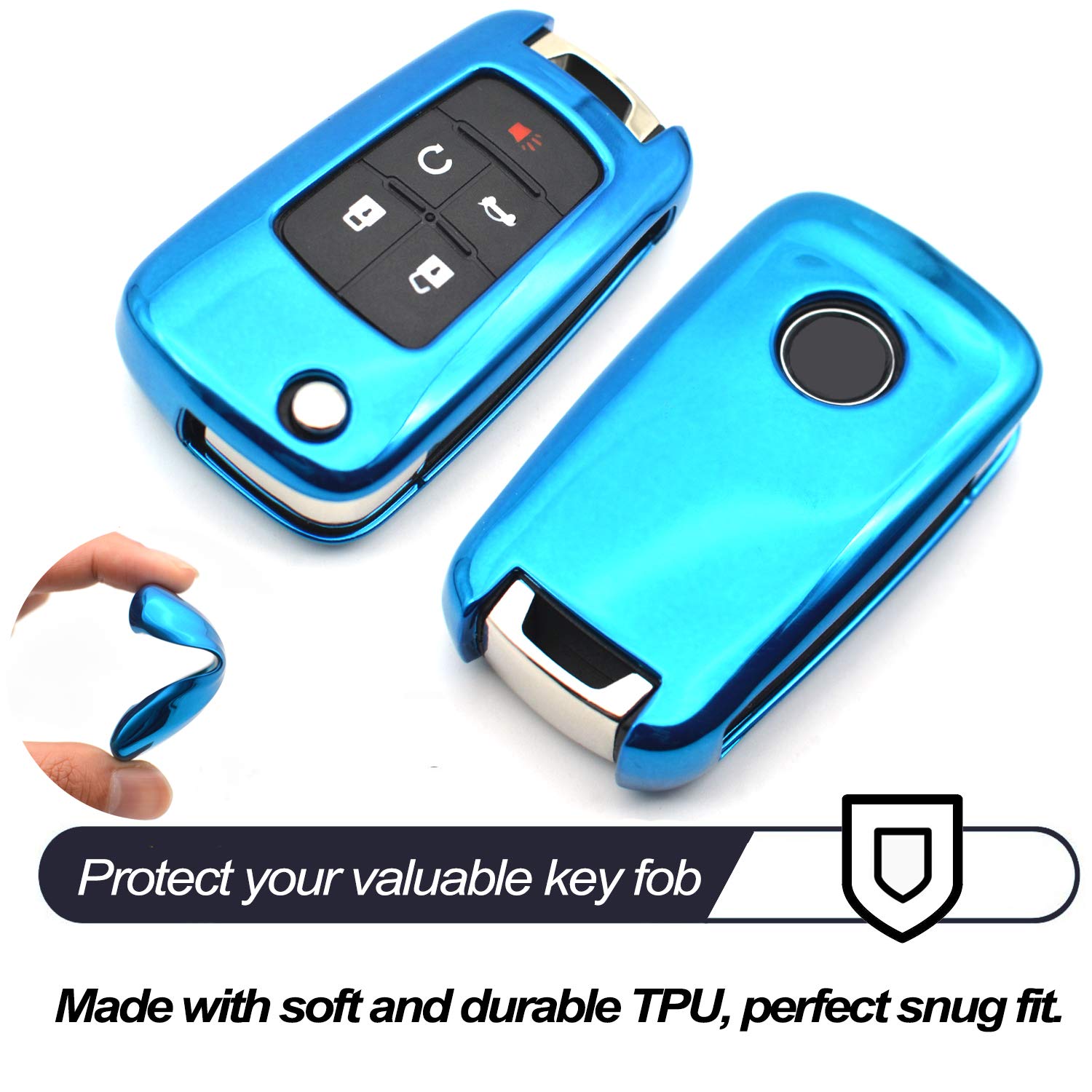 Compatible With Chevy Chevrolet Equinox Encore Camaro Cruze Malibu Impala Buick Regal Lacrosse Gmc Terrain Blue Tpu Key Fob Cove