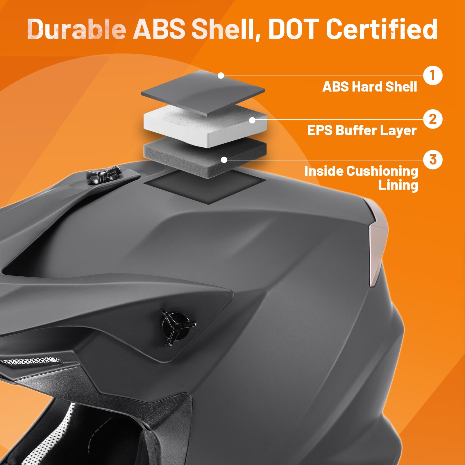 Oumurs Adult ATV Dirt Bike Helmet with Gloves & Mask, Matte Black, Medium, ABS, Off-Road Motocross, Adjustable Sun Visor