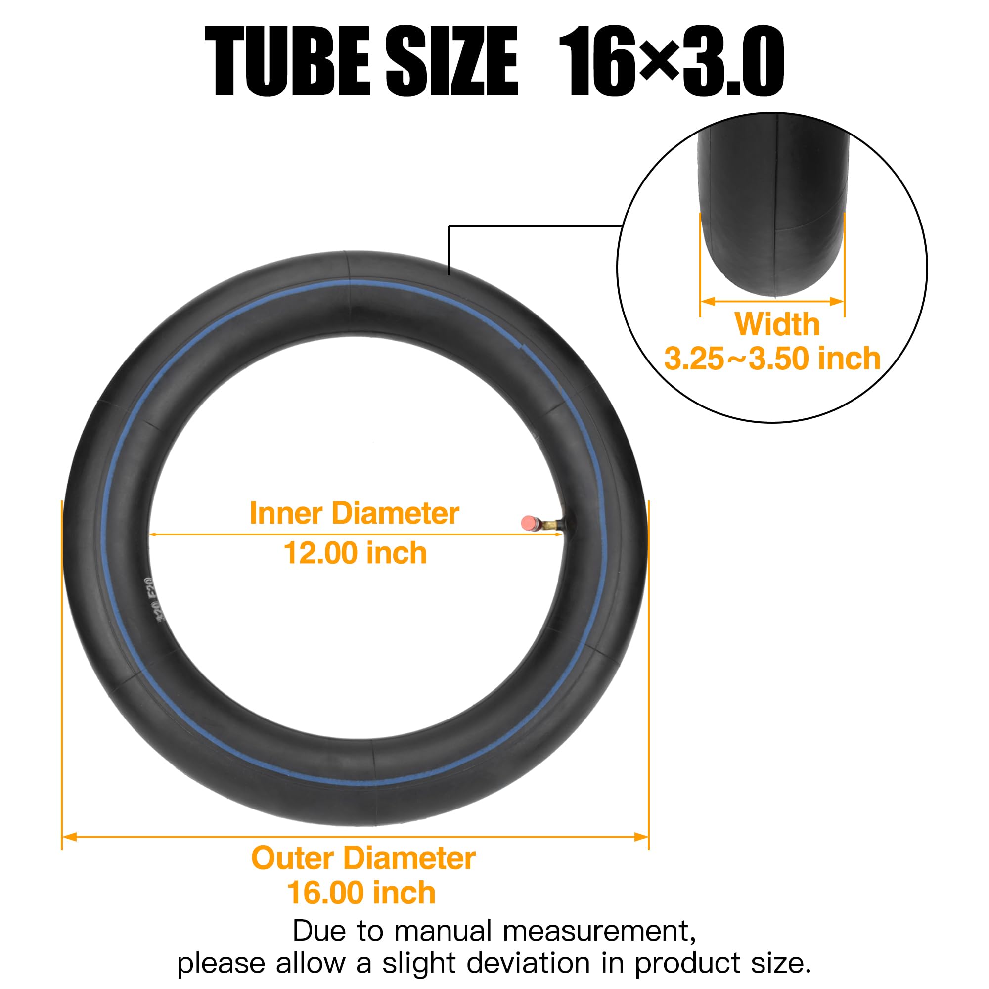Fvrito 16X3.0 (76-305) Inner Tube For E-Bikes Electric Scooters Mopeds Kids Chopper Bikes Taotao Ate 501 Ew-36 Kmx Tadpole Trike