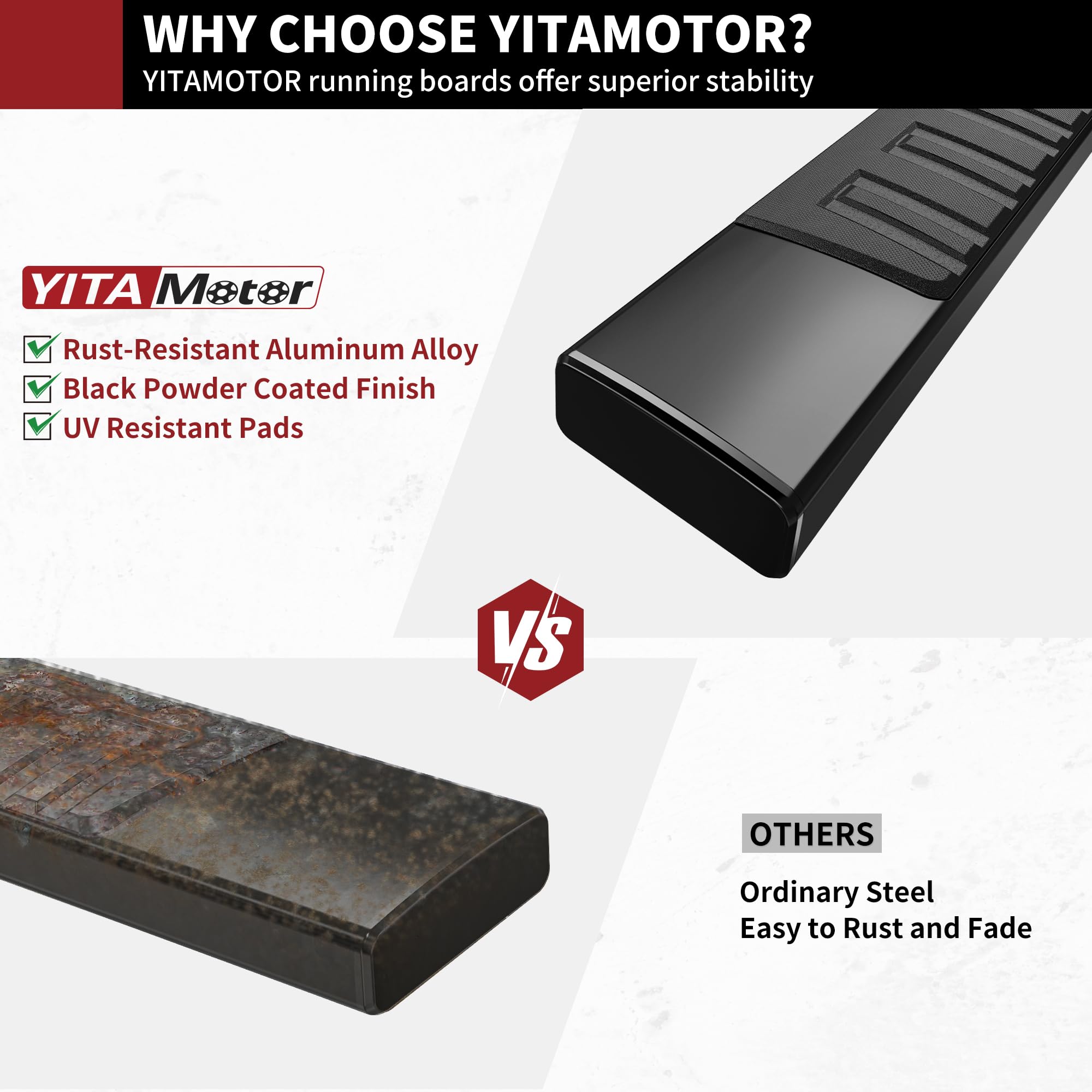 Yitamotor 6 Inches Running Boards Compatible With 2019-2025 Chevy Silverado/Gmc Sierra 1500 Double Cab, 2020-2025 Silverado Sier