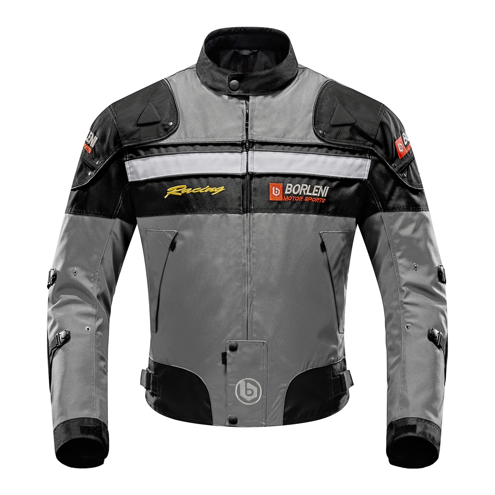 BORLENI Motorcycle Jacket Windproof Full Body Armor, XX-Large, Gray, Model D-020, Cotton/Mesh/Polyester