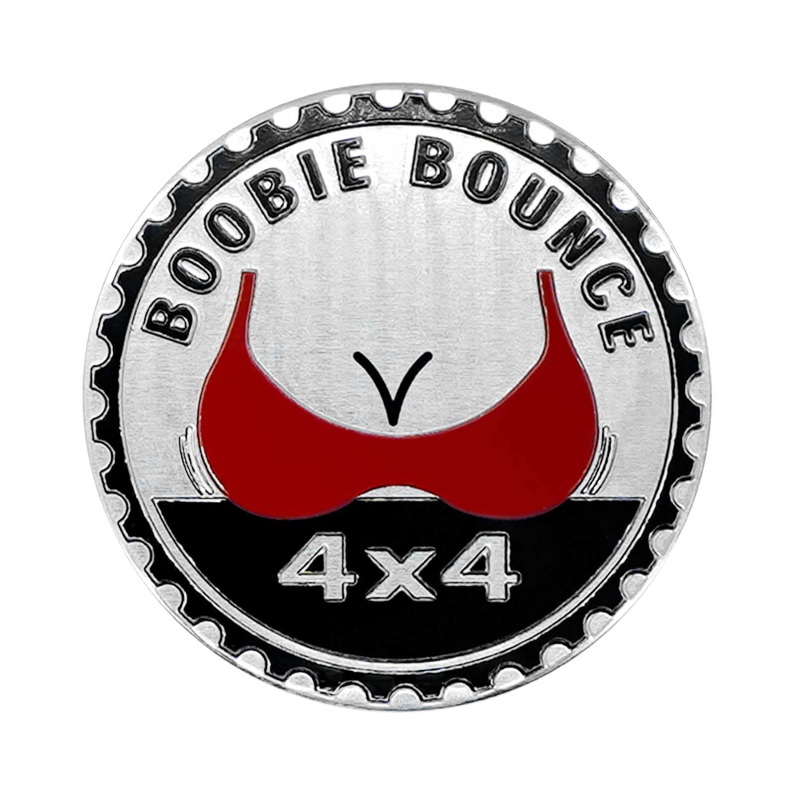 Gowxs 3D Metal Car Badge - Booble Bounce Zinc Emblem for Jeep Wrangler, Trucks, SUVs, 4 x 4 Round Decal