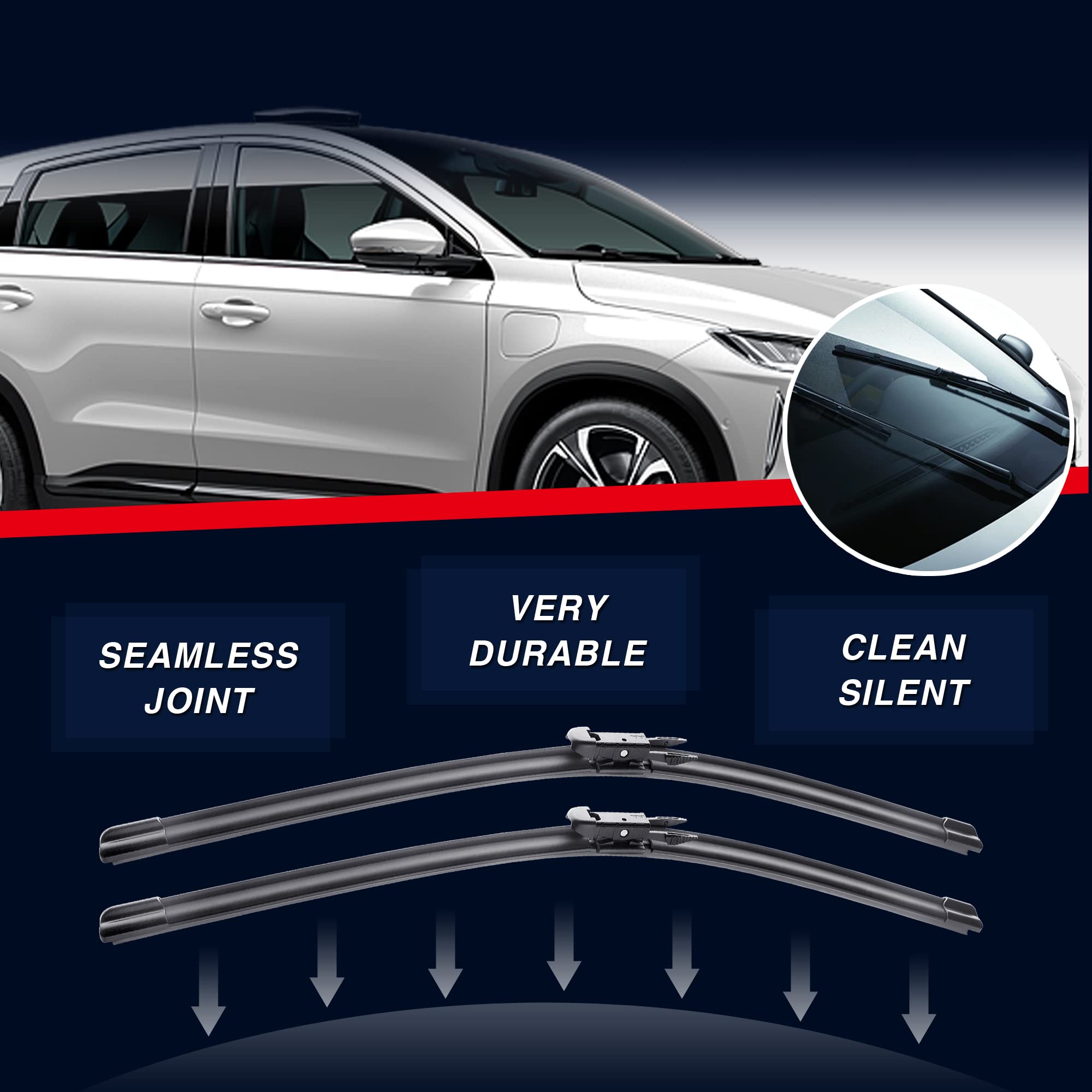 26'' 26''Automotive Replacement Front Windshield Wiper Blades For Ford Fusion 2020 2019 2018 2017 2016 2015 2014 2013 Pinch Tab
